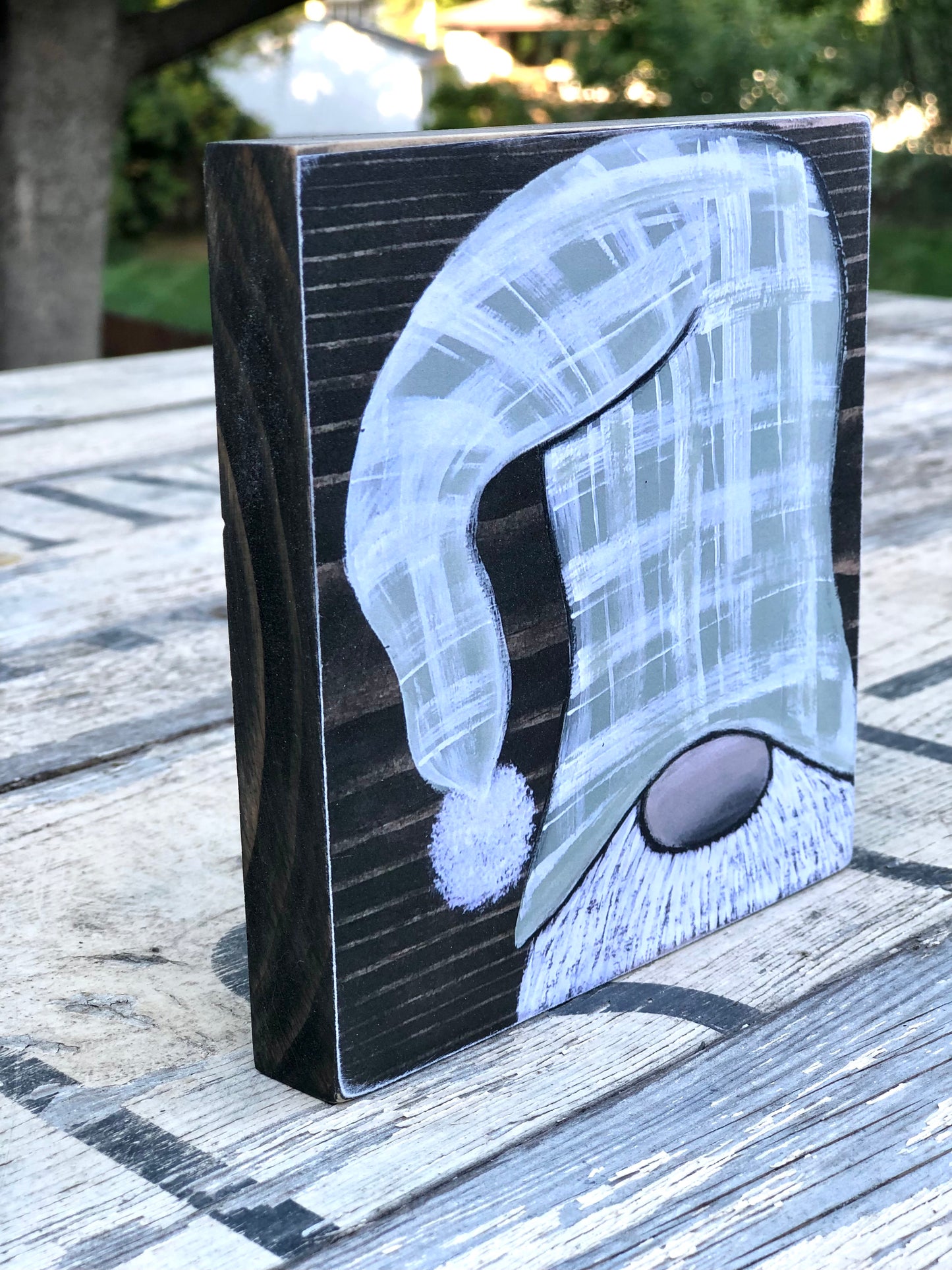 GNOME PRINT- GREEN PLAID HAT GNOME