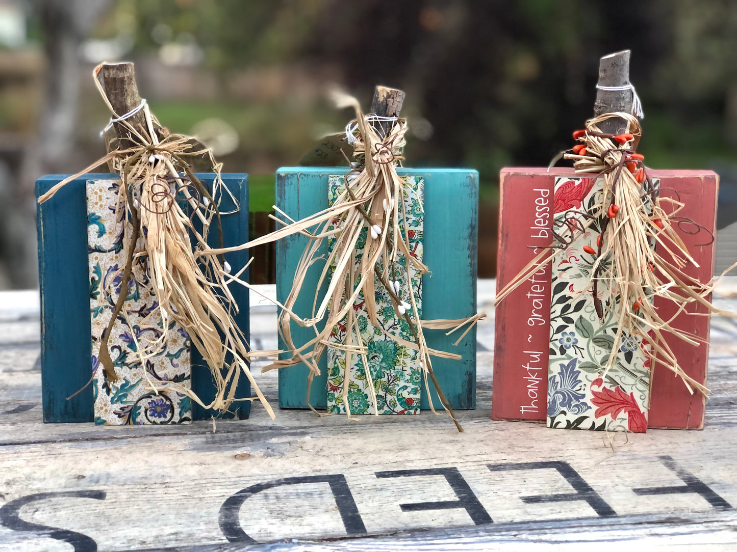 WOOD PUMPKINS WITH DECORATIVE 3D EMBELLISHMENTS-LIMITED EDITION