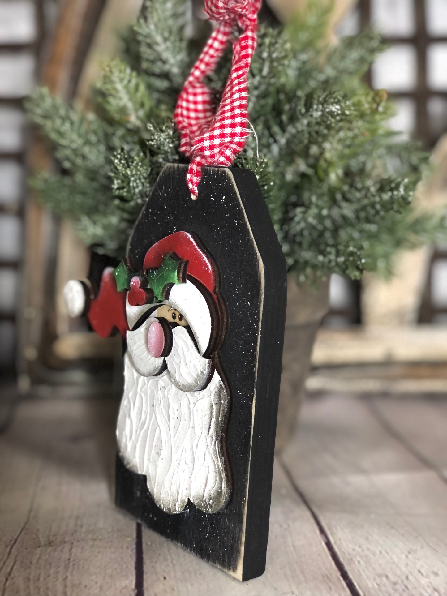 CHRISTMAS ORNAMENT- LARGE PRIMITIVE SANTA ORNAMENT