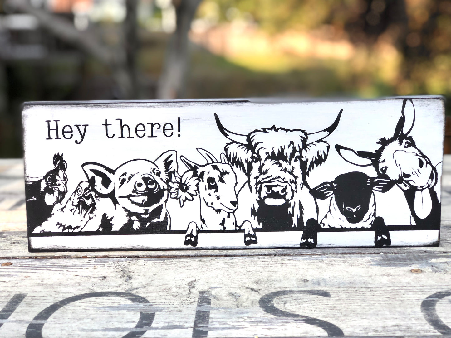 HEY THERE-FARM ANIMALS WOOD SIGN