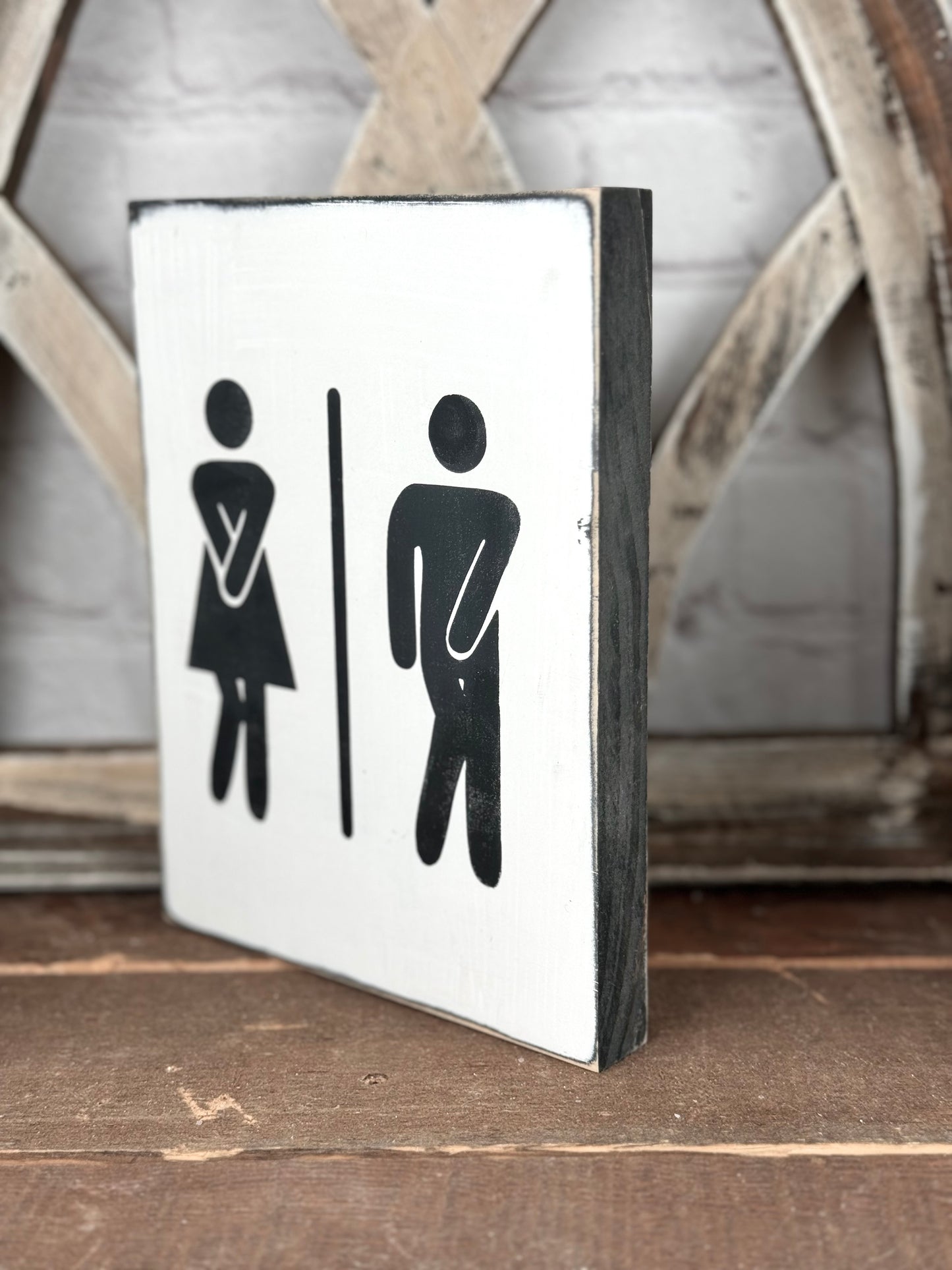 POTTY DANCE MAN/WOMAN FUNNY BATHROOM- WOOD SIGN