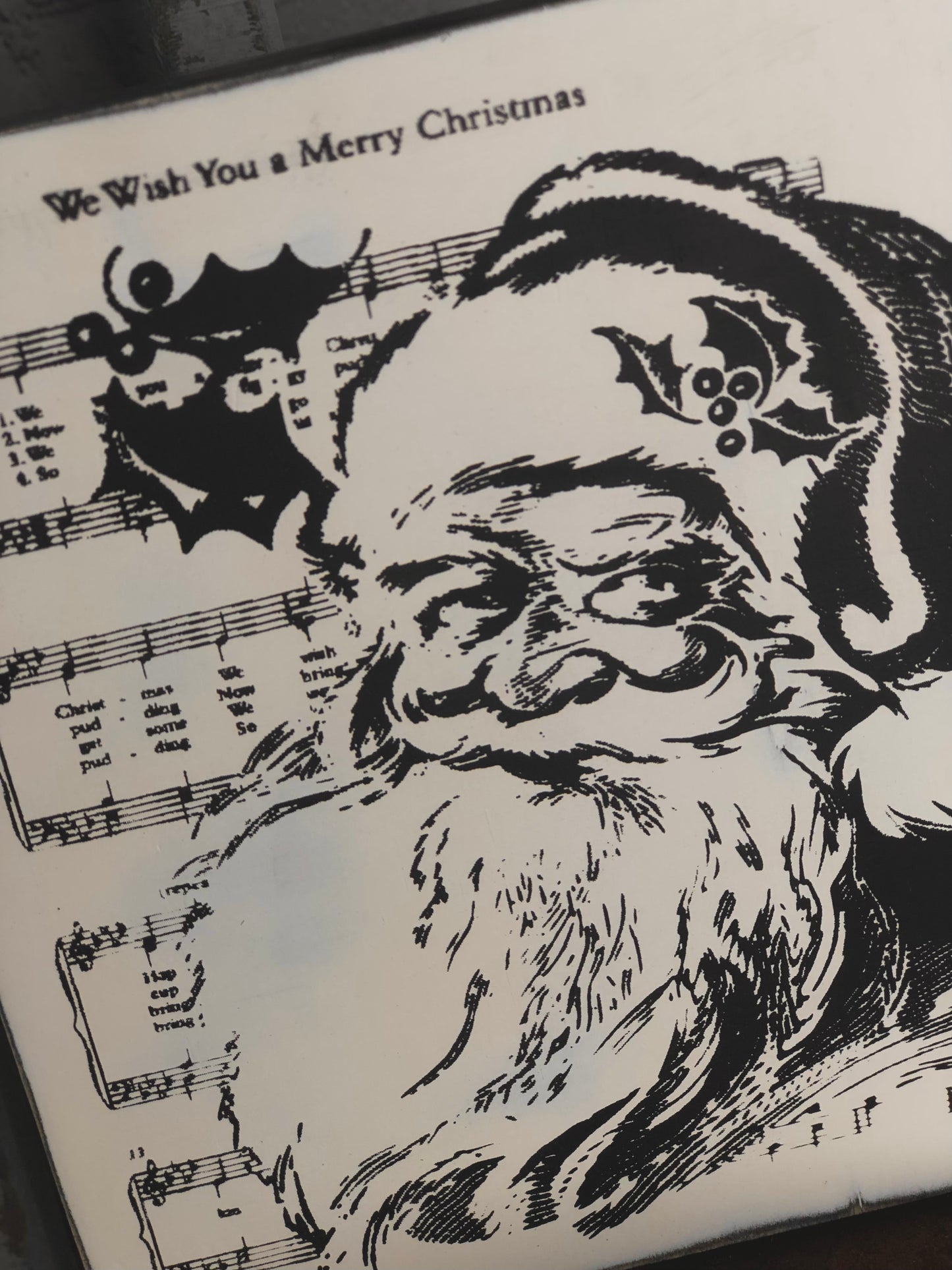 VINTAGE SANTA WITH SONG- CHRISTMAS WOOD SIGN