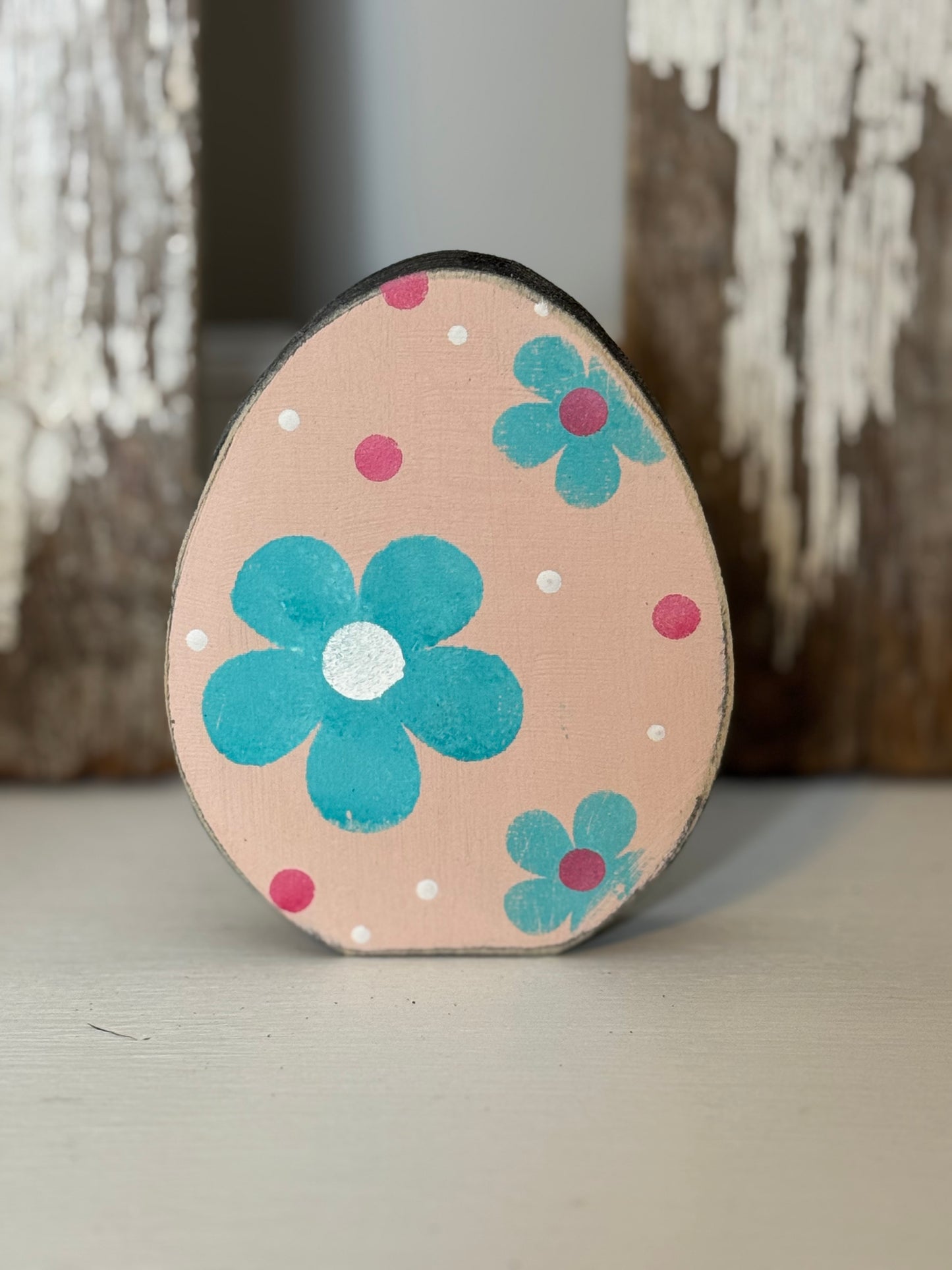 Hand-Painted Wooden Standing Easter Eggs – Unique Spring Decor, Tiered Tray & Easter Basket Filler