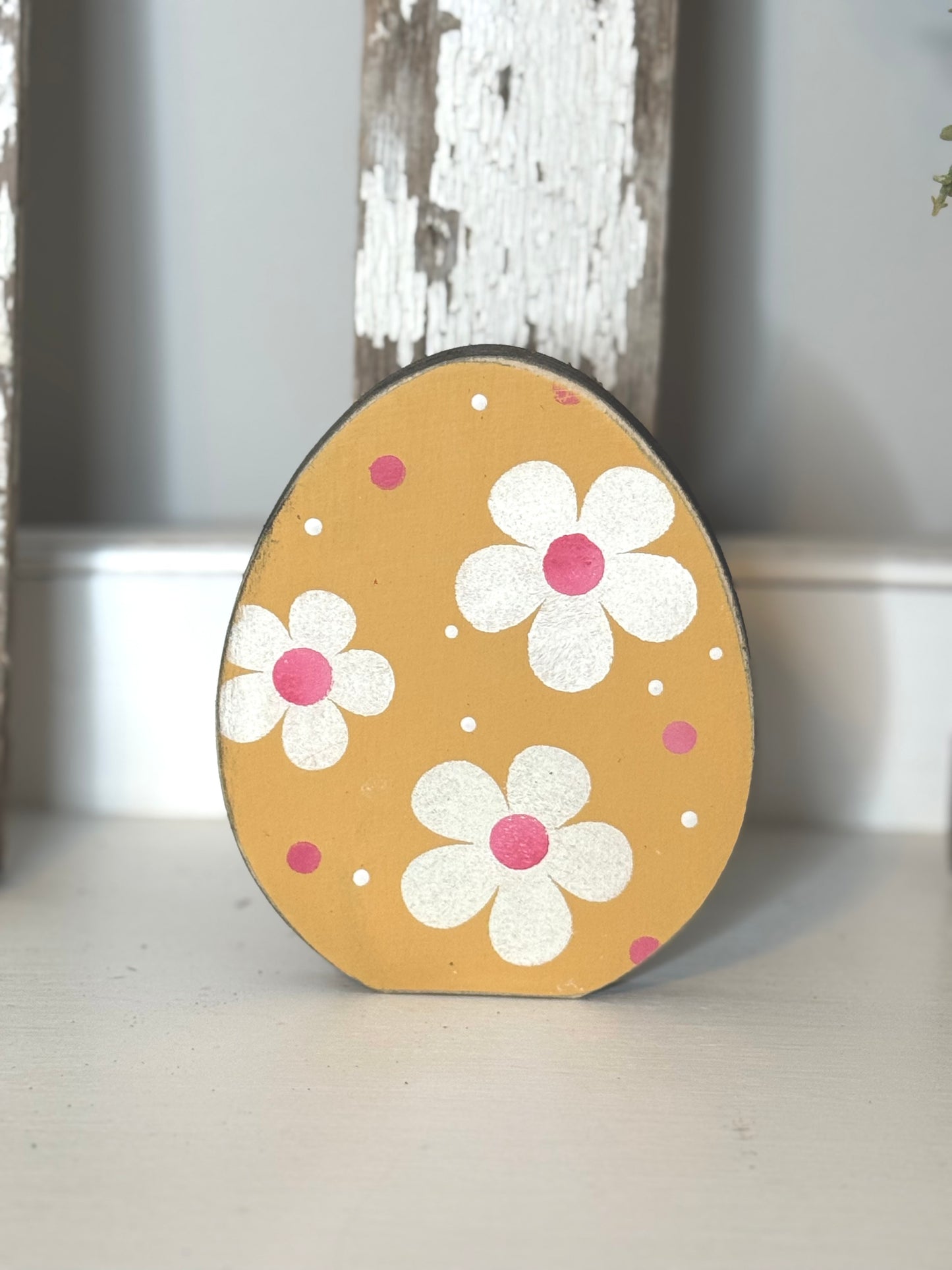 Hand-Painted Wooden Standing Easter Eggs – Unique Spring Decor, Tiered Tray & Easter Basket Filler