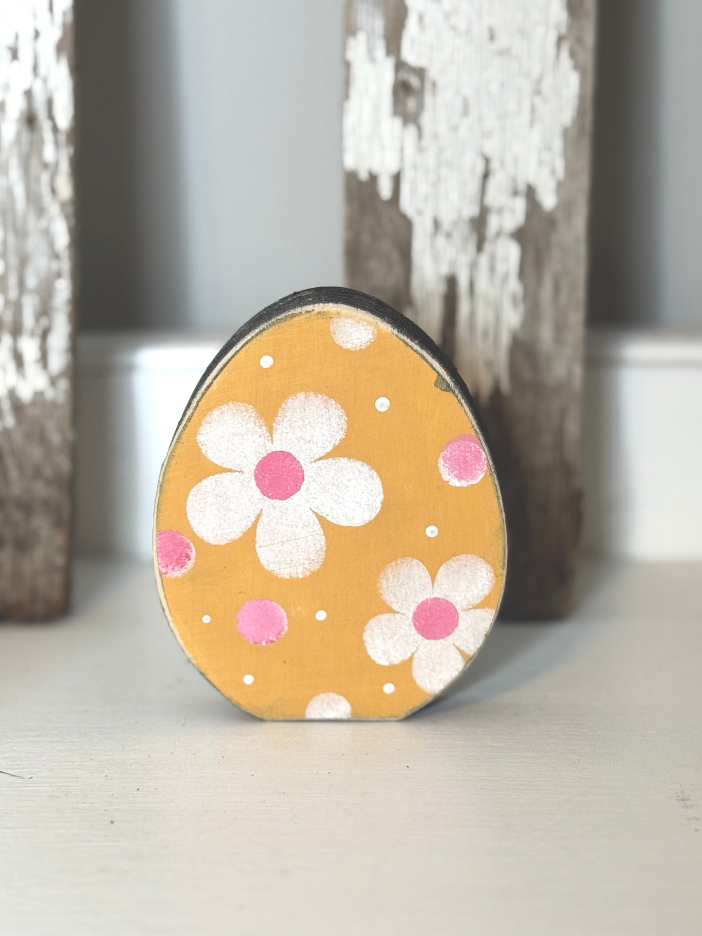 Hand-Painted Wooden Standing Easter Eggs – Unique Spring Decor, Tiered Tray & Easter Basket Filler