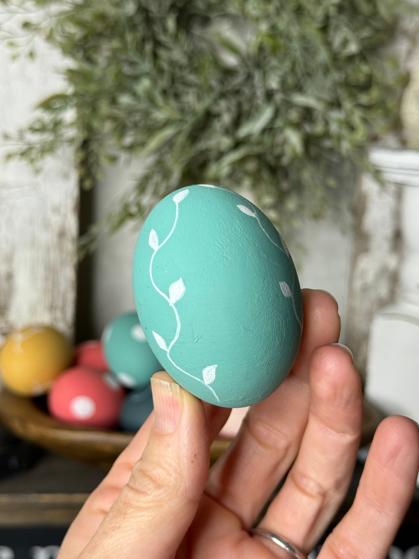 Hand-Painted Wooden Easter Eggs – Unique Spring Decor, Tiered Tray & Easter Basket Filler