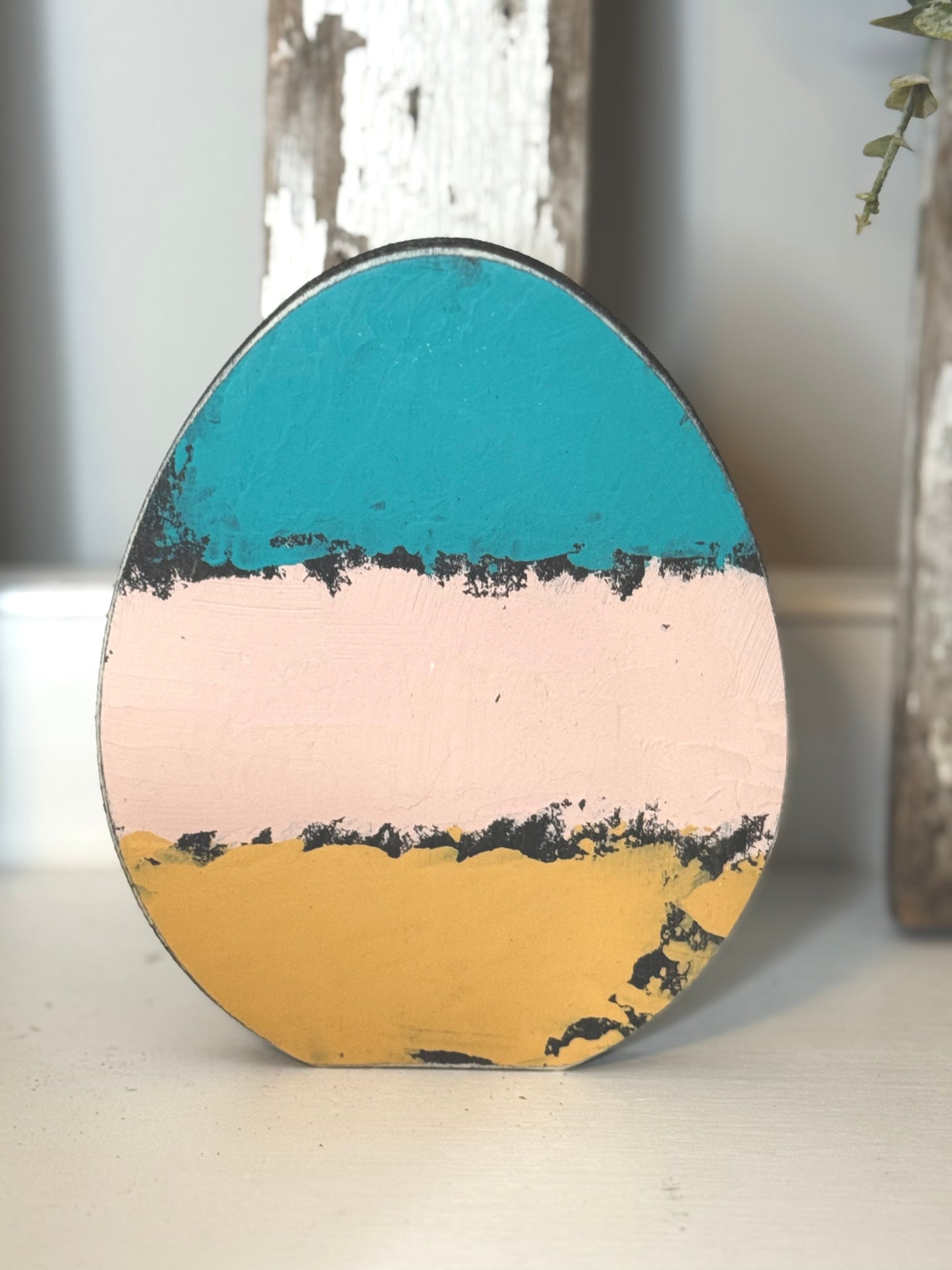Hand-Painted Wooden Standing Easter Eggs – Unique Spring Decor, Tiered Tray & Easter Basket Filler
