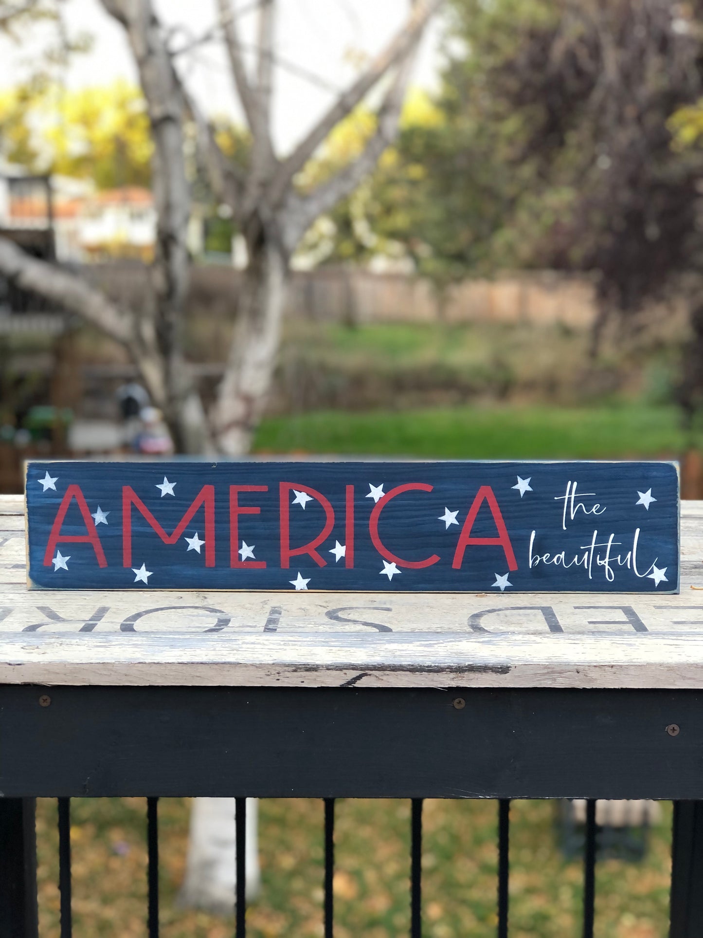 AMERICA THE BEAUTIFUL - WOOD SIGN