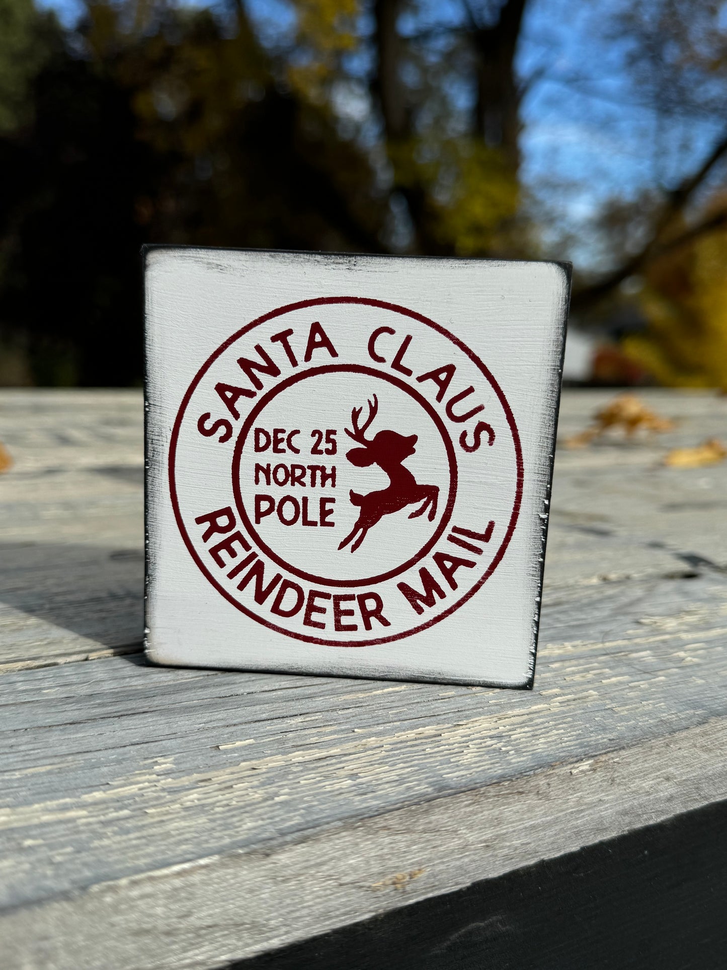 SANTA/ MINI FARM HOUSE ANIMAL BLOCKS  - WOOD SIGN