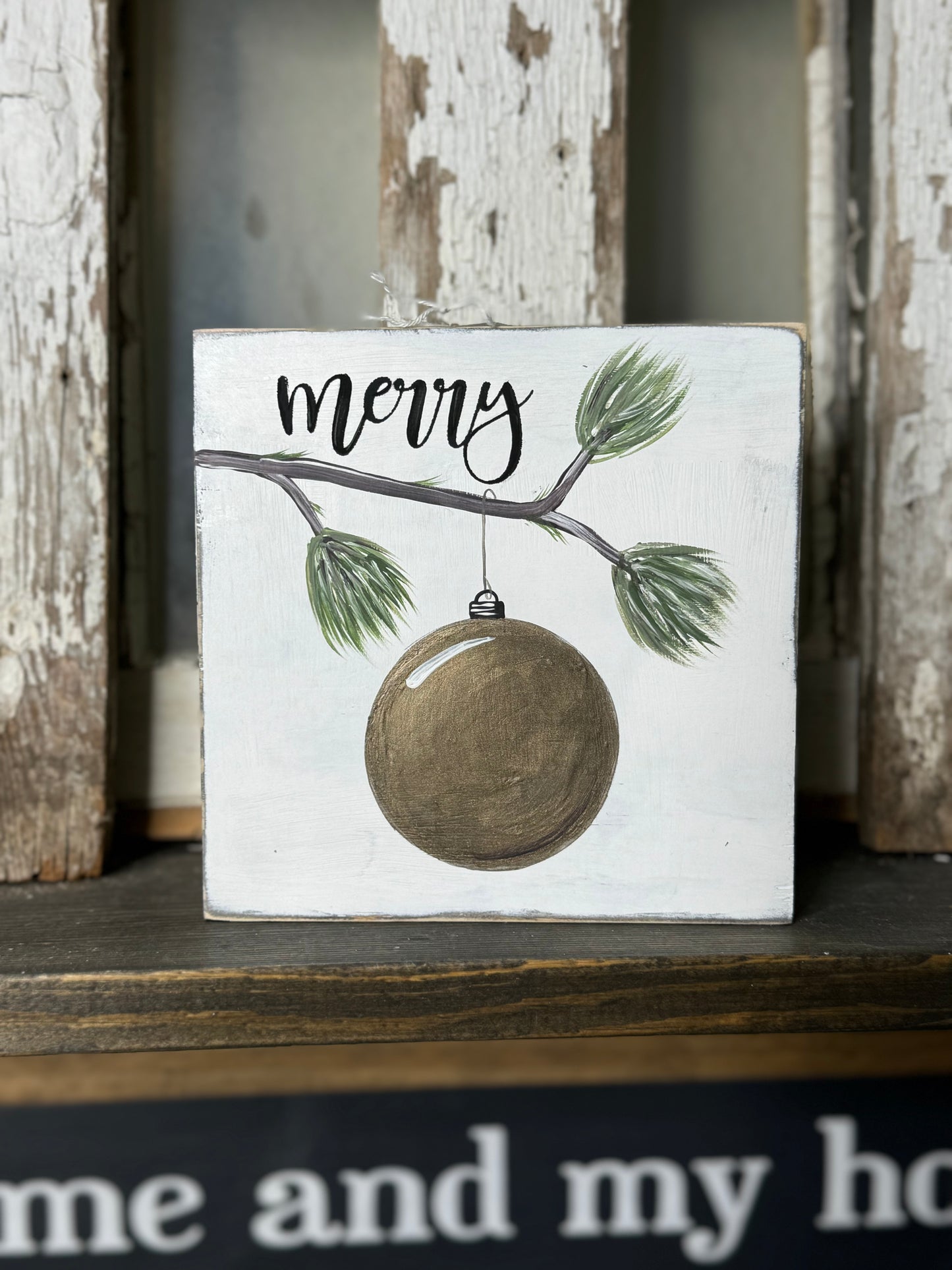 CHRISTMAS ORNAMENT MERRY /AUTUMN LEAVES AND PUMPKINS PLEASE - WOOD SIGN
