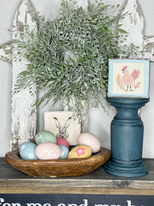 Hand-Painted Wooden Easter Eggs – Unique Spring Decor, Tiered Tray & Easter Basket Filler