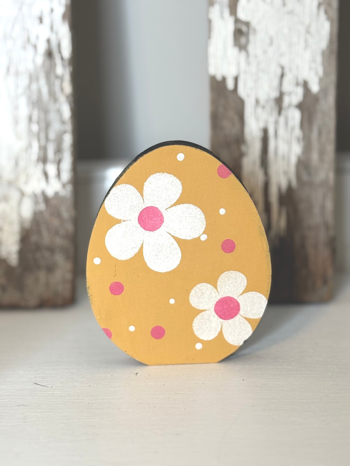 Hand-Painted Wooden Standing Easter Eggs – Unique Spring Decor, Tiered Tray & Easter Basket Filler