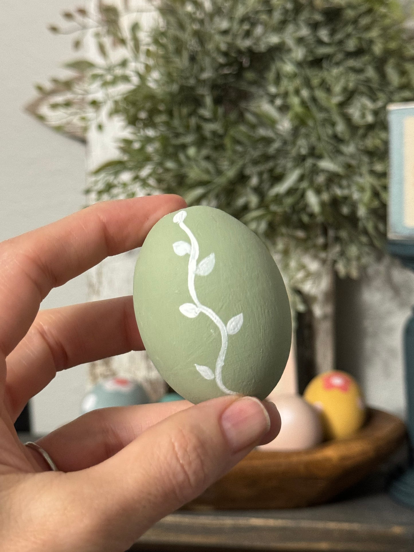 Hand-Painted Wooden Easter Eggs – Unique Spring Decor, Tiered Tray & Easter Basket Filler