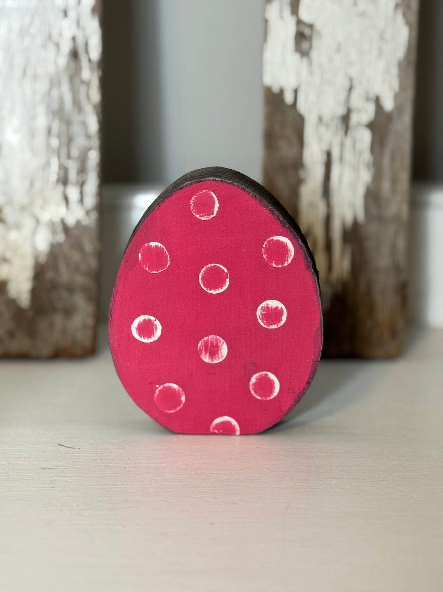 Hand-Painted Wooden Standing Easter Eggs – Unique Spring Decor, Tiered Tray & Easter Basket Filler