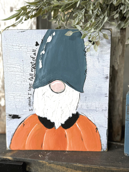GNOME PRINT - FALL GNOME ON PUMPKIN