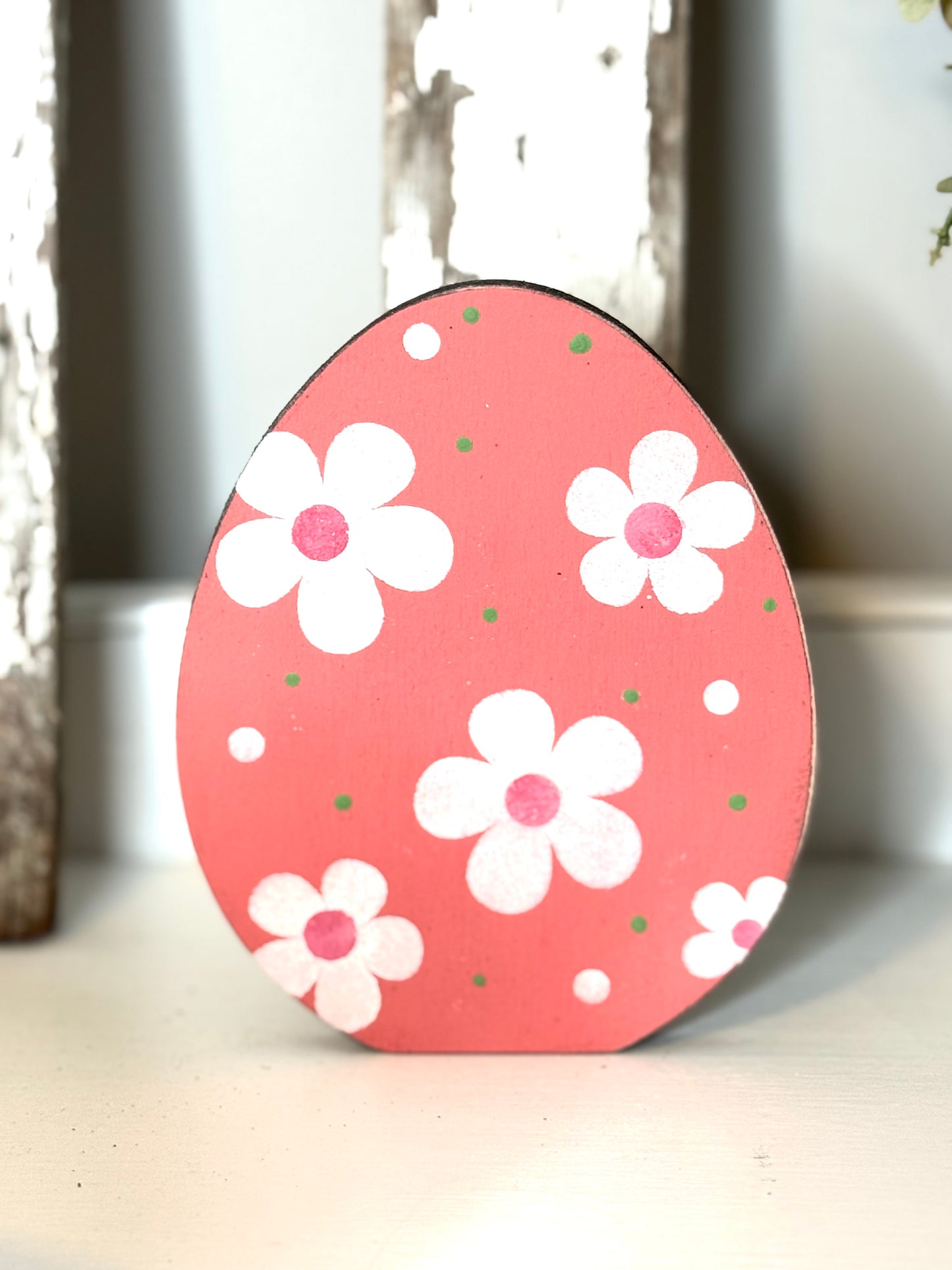 Hand-Painted Wooden Standing Easter Eggs – Unique Spring Decor, Tiered Tray & Easter Basket Filler