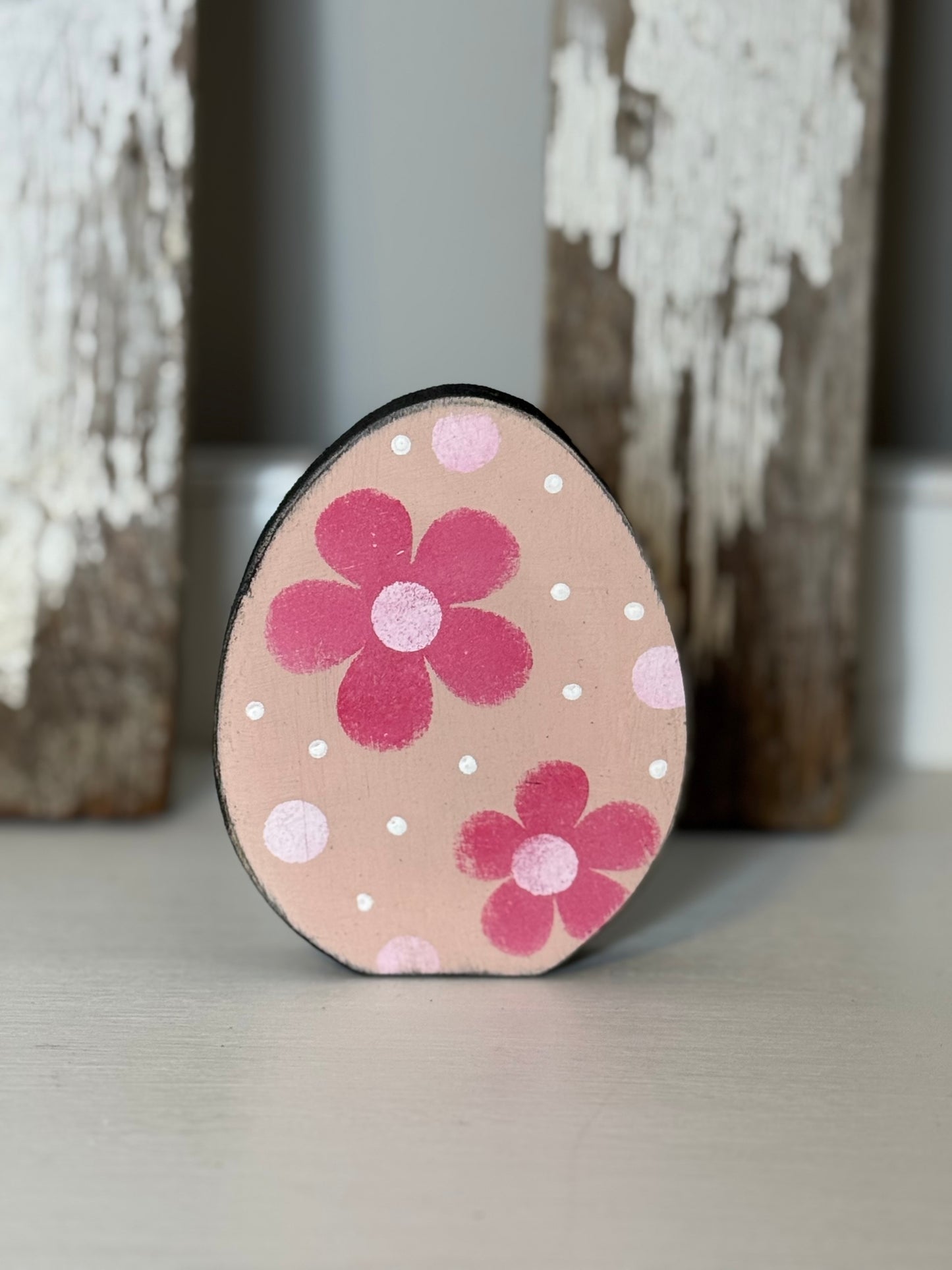 Hand-Painted Wooden Standing Easter Eggs – Unique Spring Decor, Tiered Tray & Easter Basket Filler