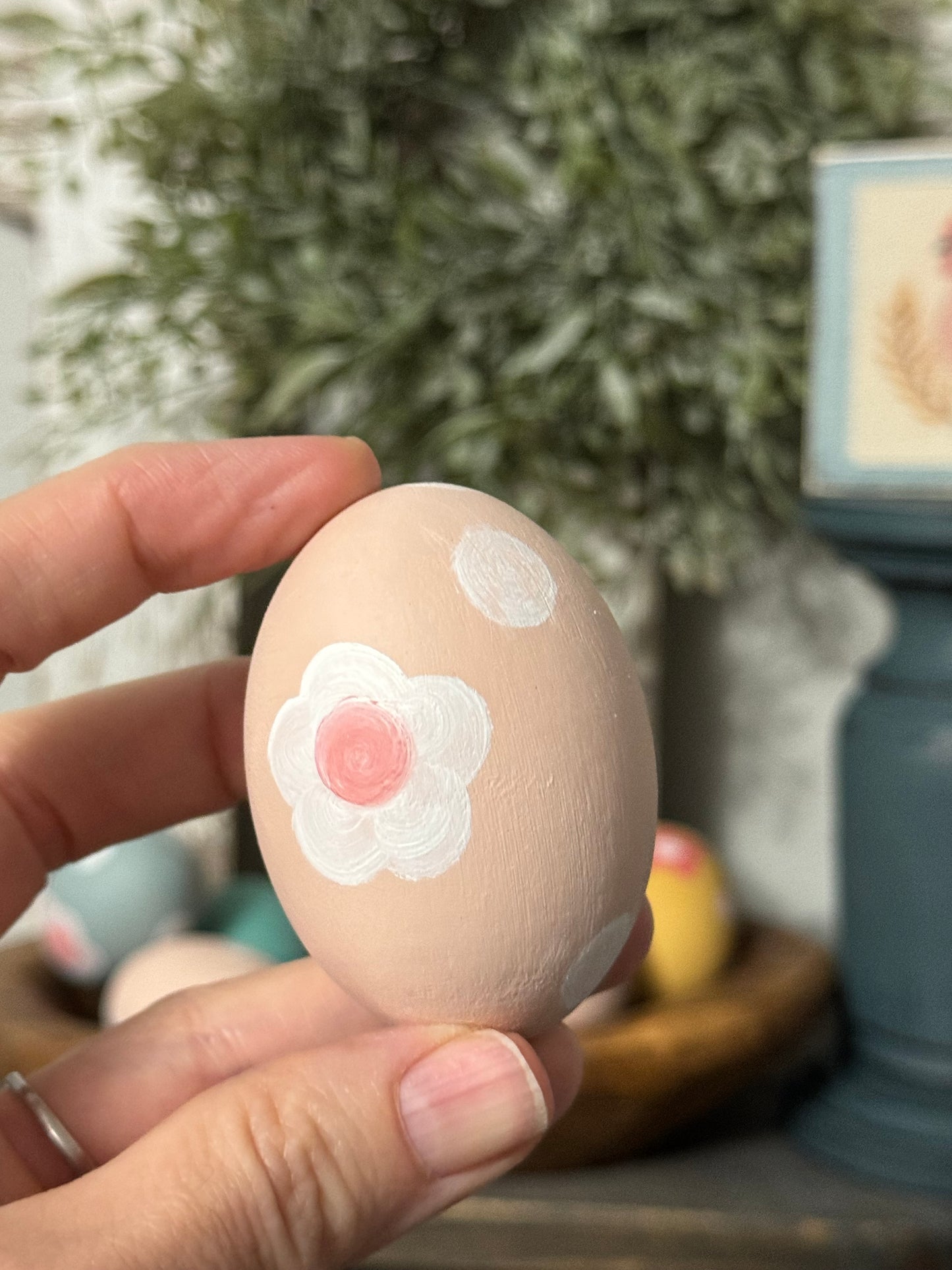Hand-Painted Wooden Easter Eggs – Unique Spring Decor, Tiered Tray & Easter Basket Filler