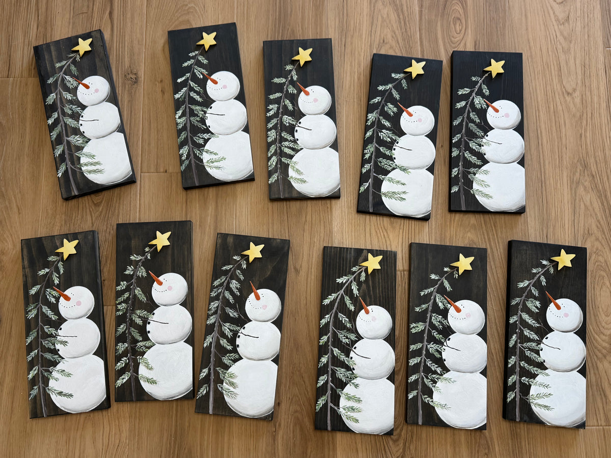 HAND PAINTED SNOWMAN AND TREE WITH 3D STAR ⭐️