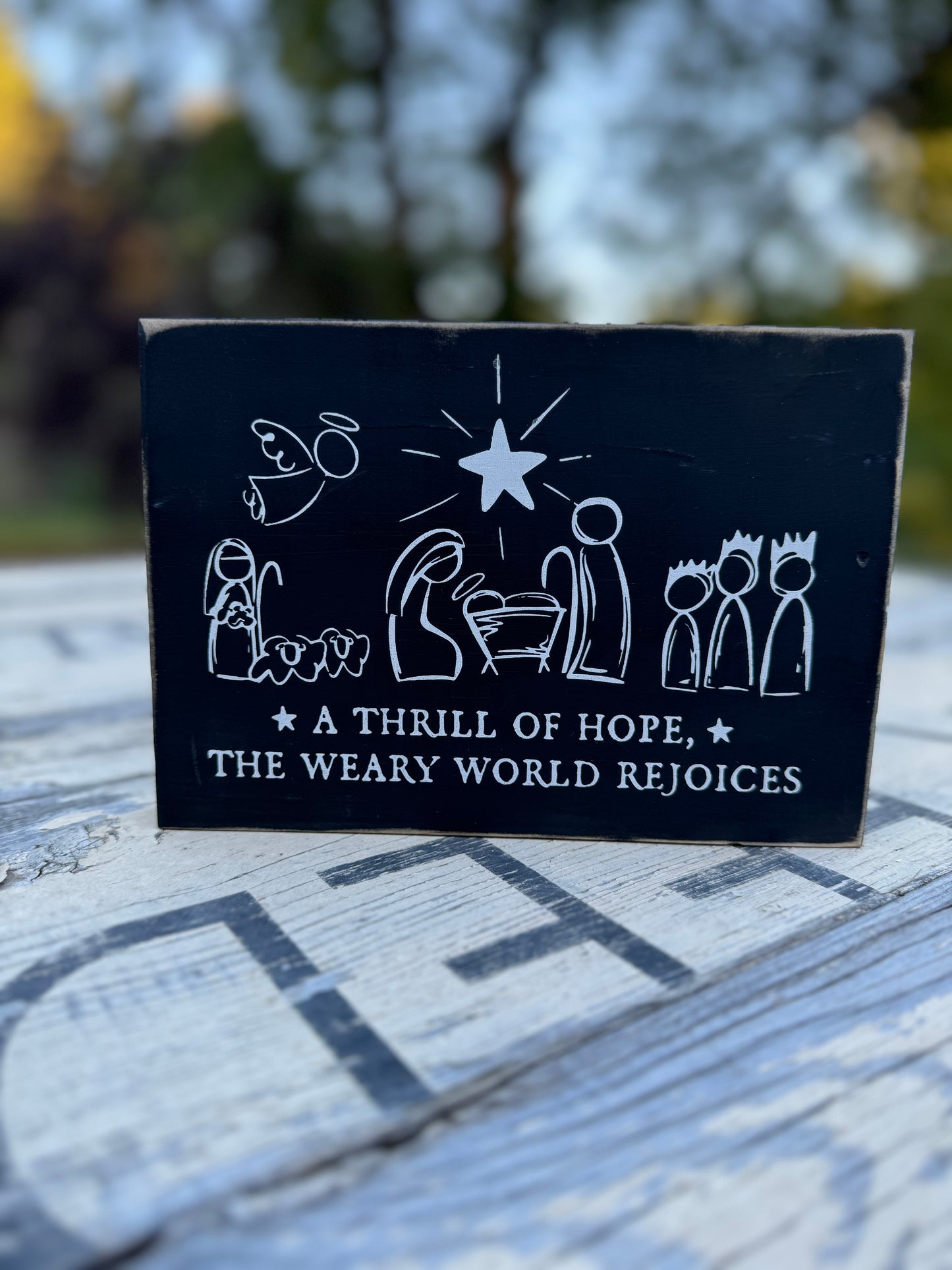 NATIVITY SCENE/ AUTUMN VIBES- DOUBLE SIDED WOOD SIGN