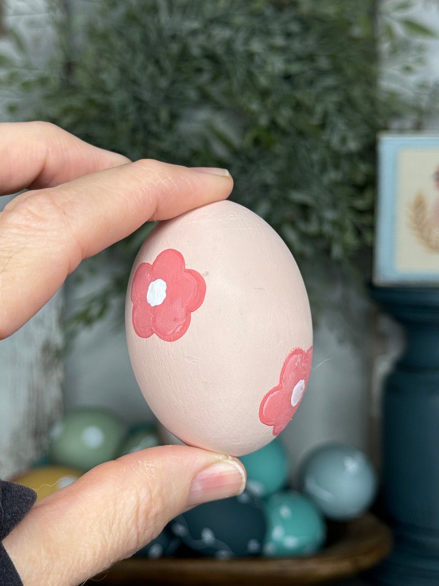 Hand-Painted Wooden Easter Eggs – Unique Spring Decor, Tiered Tray & Easter Basket Filler