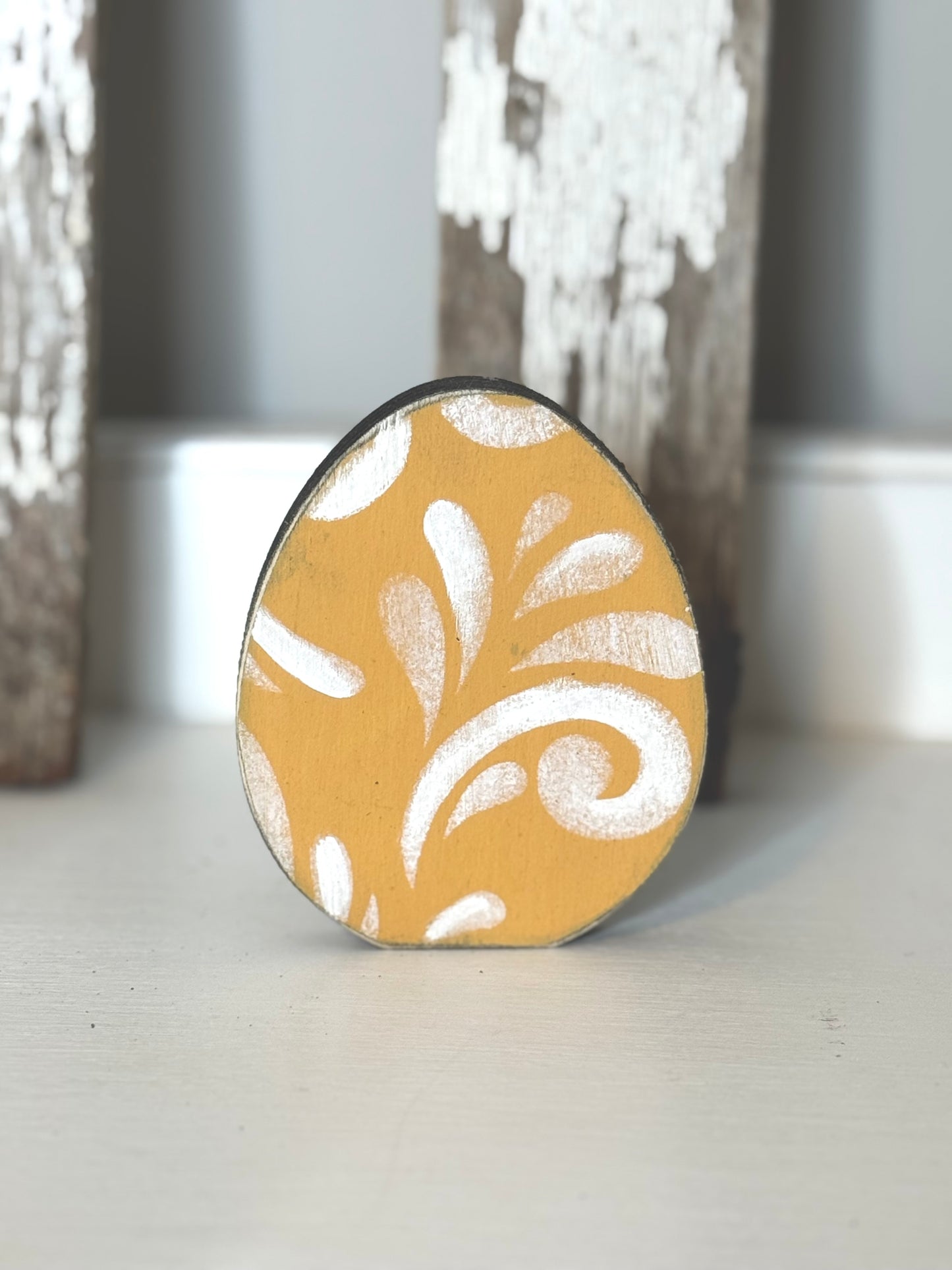 Hand-Painted Wooden Standing Easter Eggs – Unique Spring Decor, Tiered Tray & Easter Basket Filler