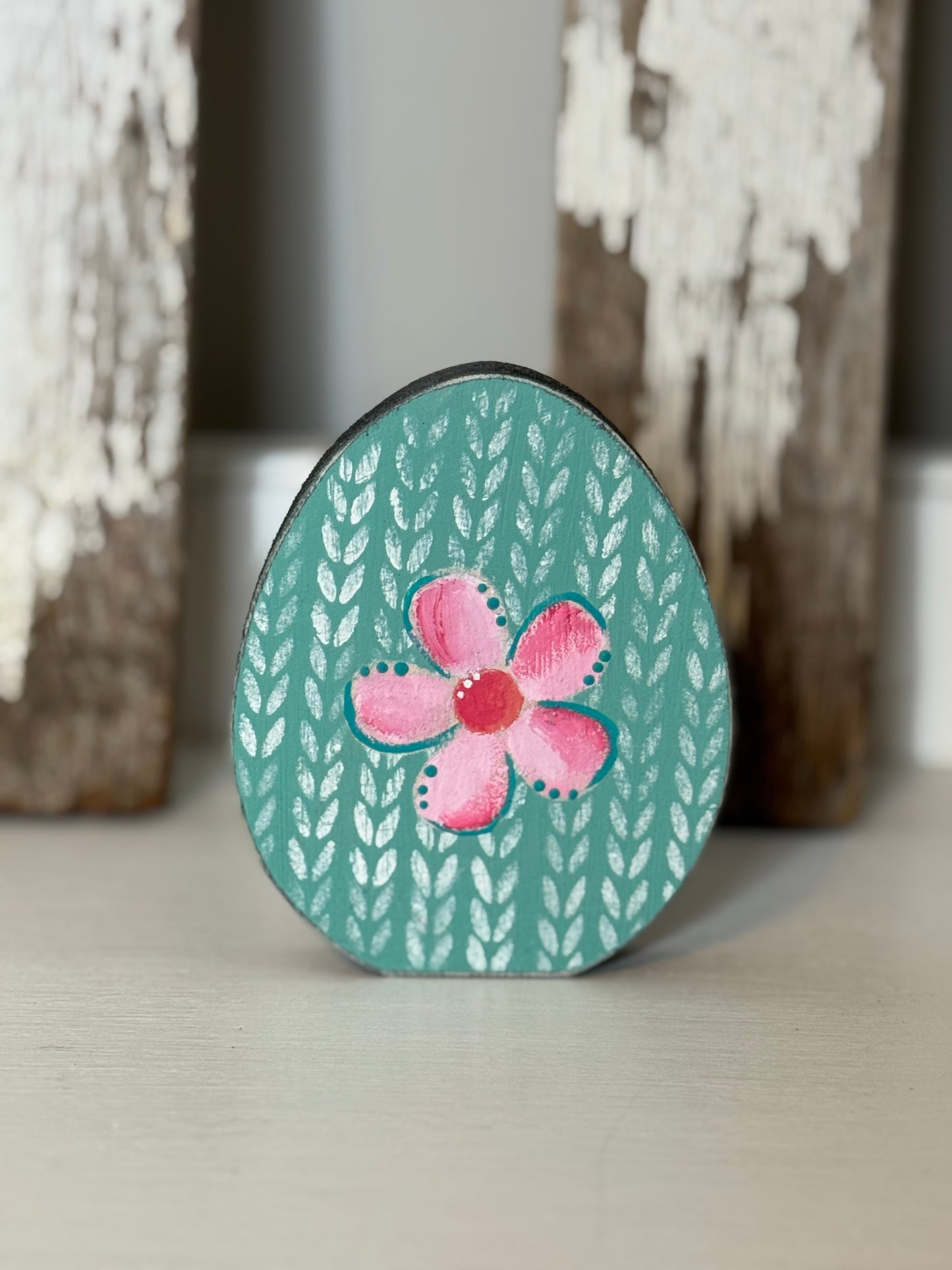 Hand-Painted Wooden Standing Easter Eggs – Unique Spring Decor, Tiered Tray & Easter Basket Filler