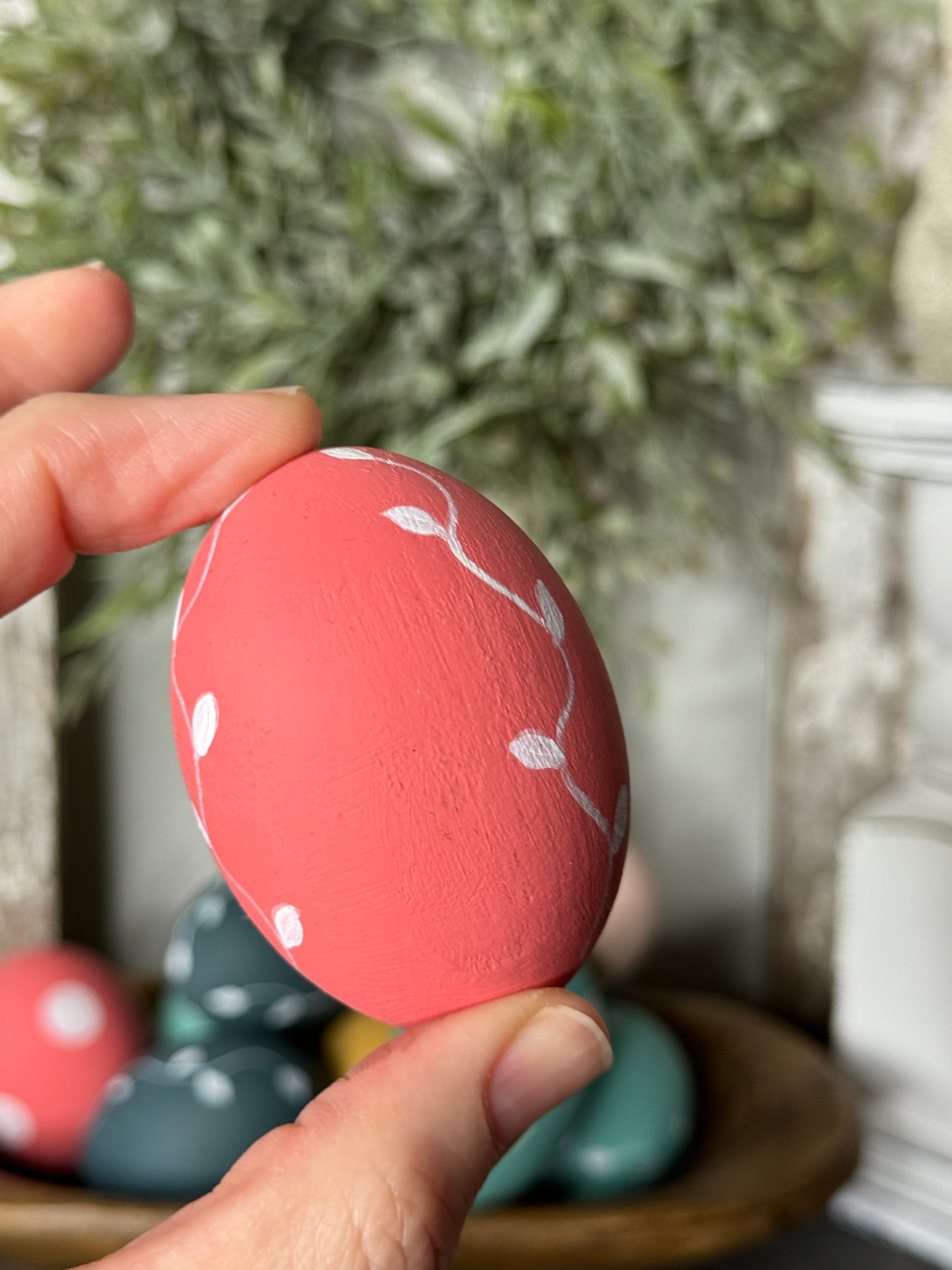 Hand-Painted Wooden Easter Eggs – Unique Spring Decor, Tiered Tray & Easter Basket Filler