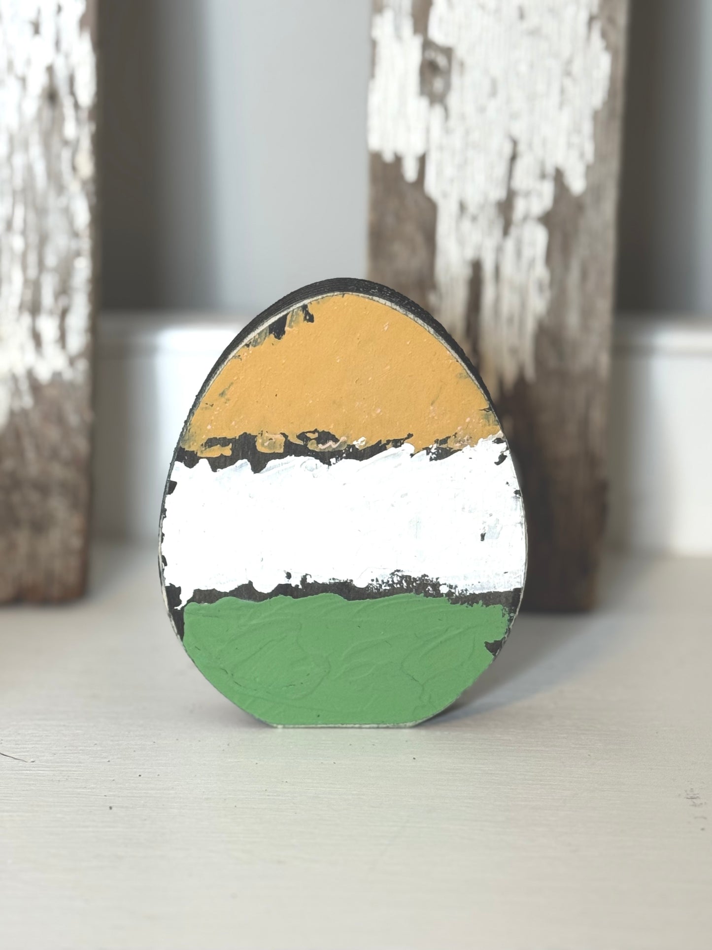Hand-Painted Wooden Standing Easter Eggs – Unique Spring Decor, Tiered Tray & Easter Basket Filler