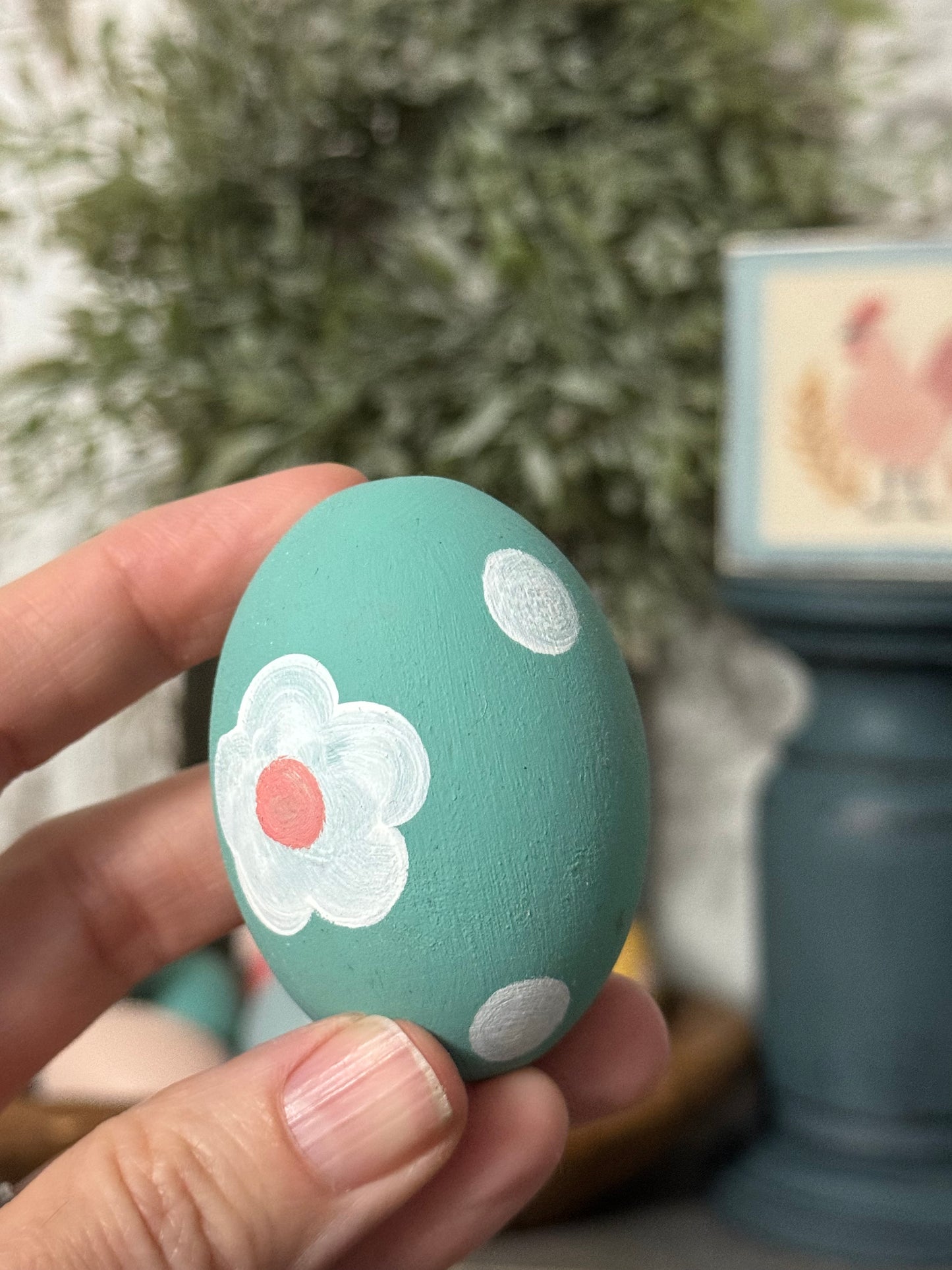 Hand-Painted Wooden Easter Eggs – Unique Spring Decor, Tiered Tray & Easter Basket Filler