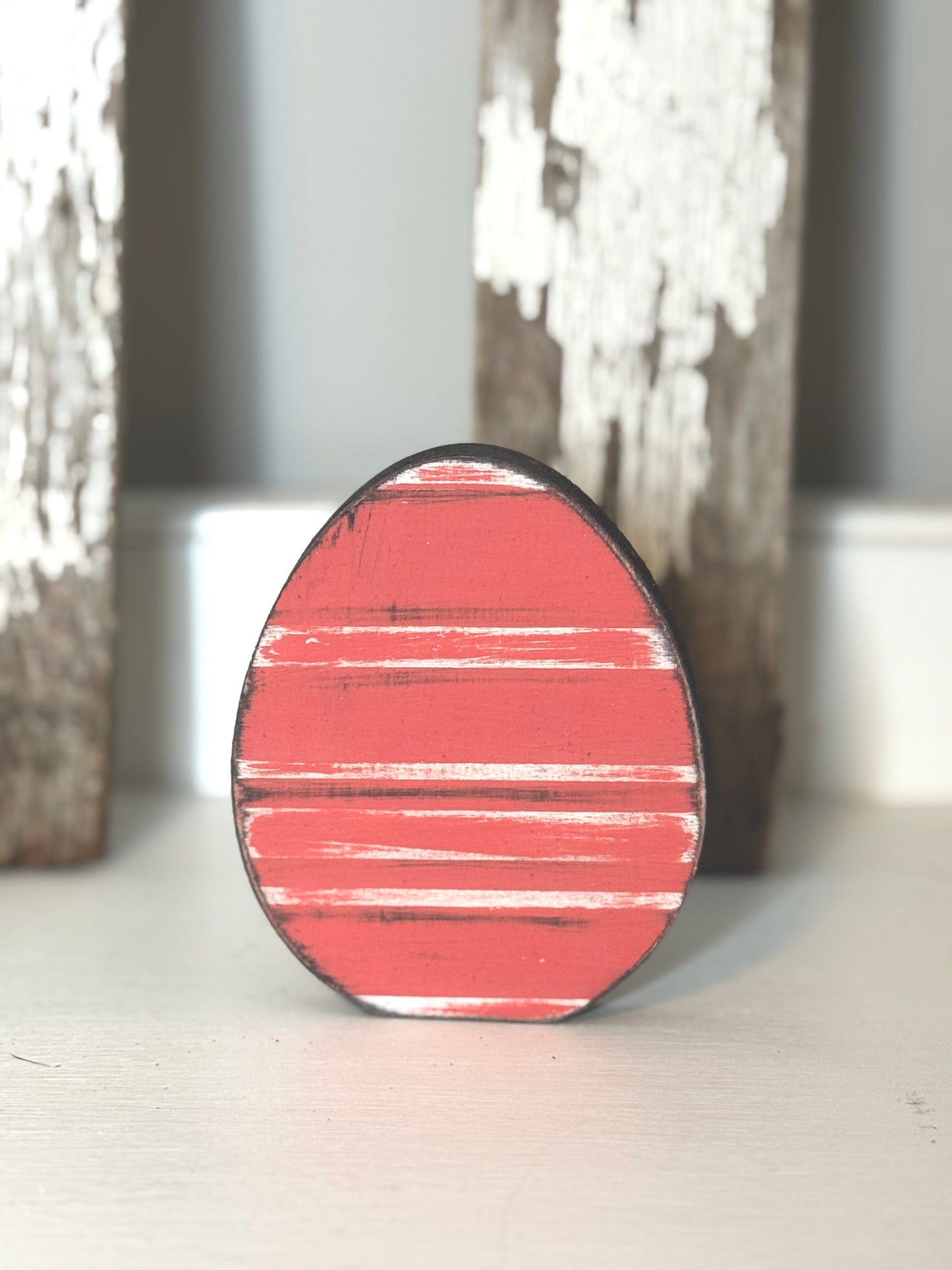 Hand-Painted Wooden Standing Easter Eggs – Unique Spring Decor, Tiered Tray & Easter Basket Filler