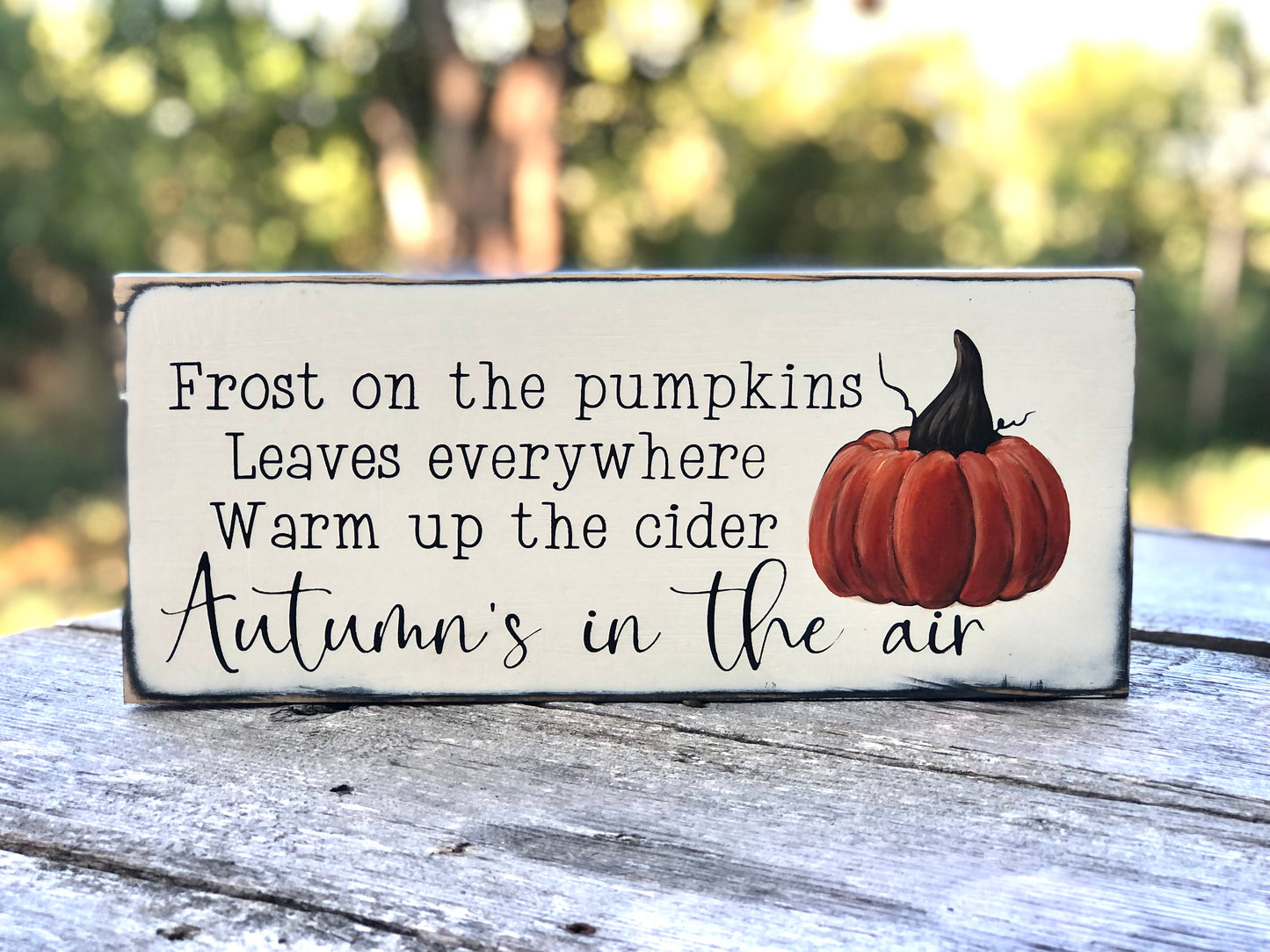 FROST ON THE PUMPKINS LEAVES EVERYWHERE WARM UP THE CIDER AUTUMN’S IN THE AIR.
