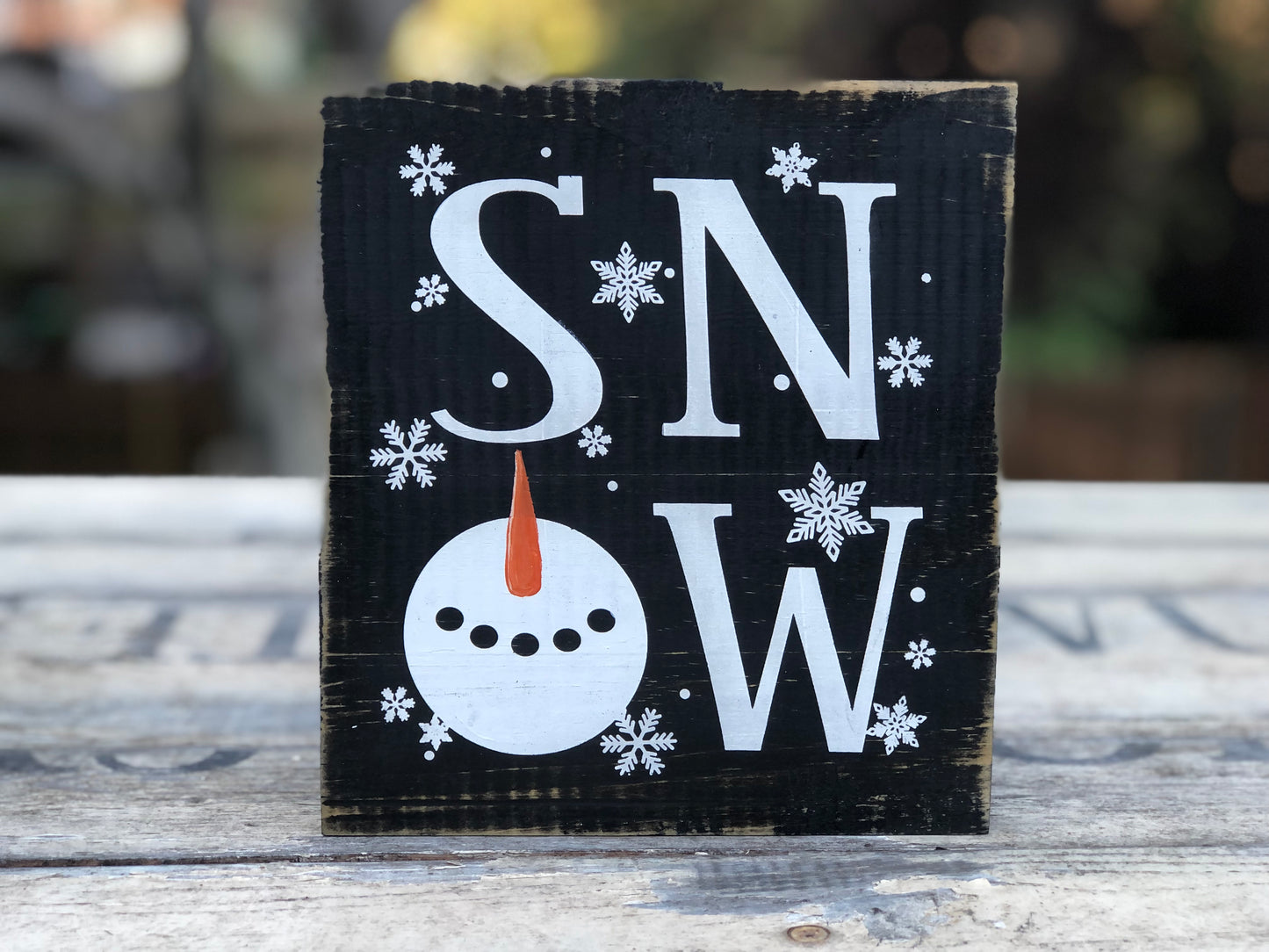 SNOW/HOME SWEET HOME  - DOUBLE SIDED- WOOD SIGN