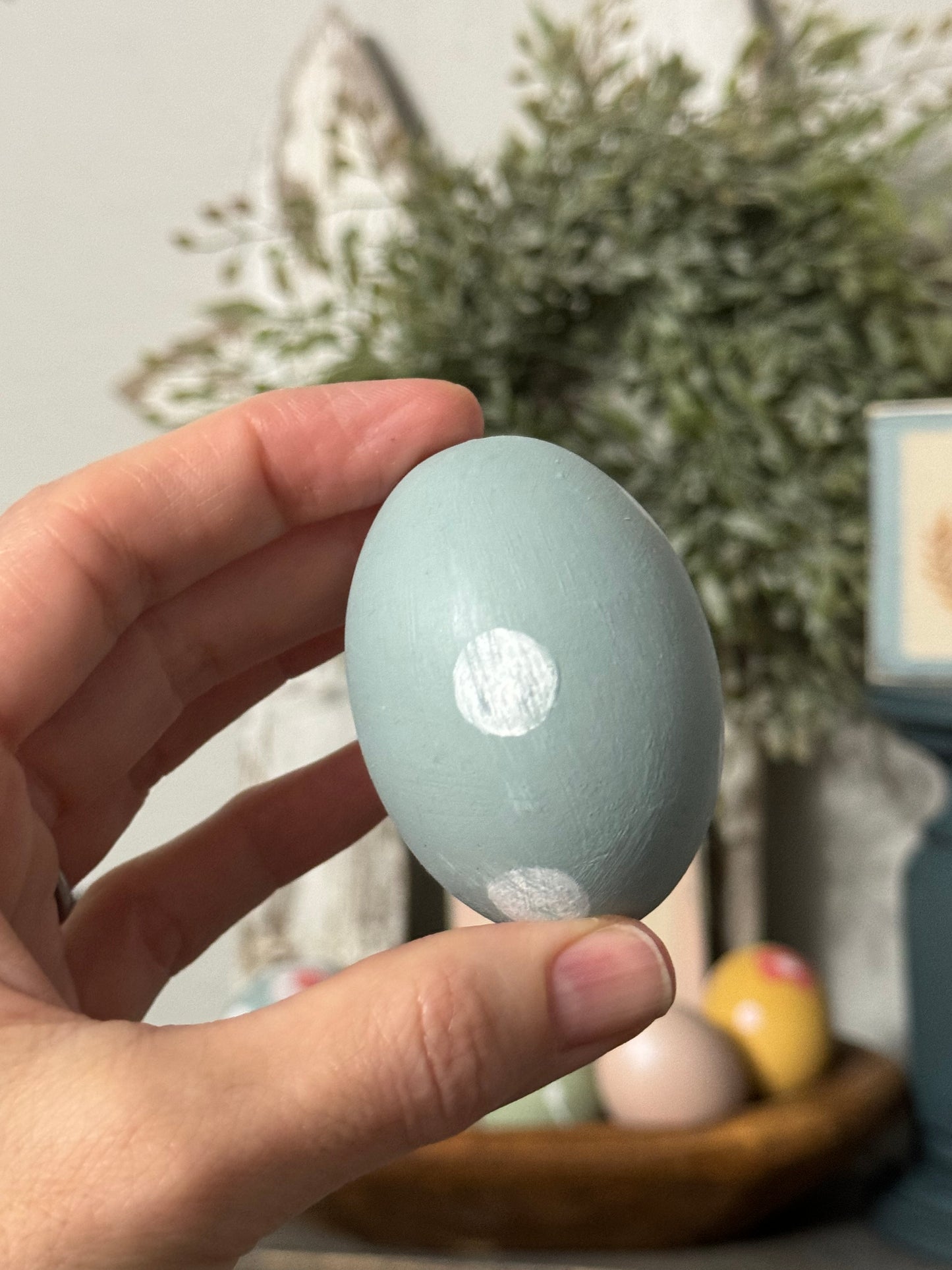 Hand-Painted Wooden Easter Eggs – Unique Spring Decor, Tiered Tray & Easter Basket Filler