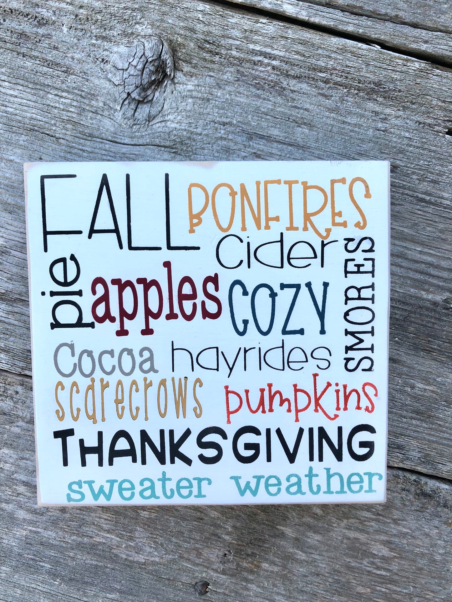 FALL BUCKET LIST/RED ORNAMENT ON PINE BRANCH - WOOD SIGN