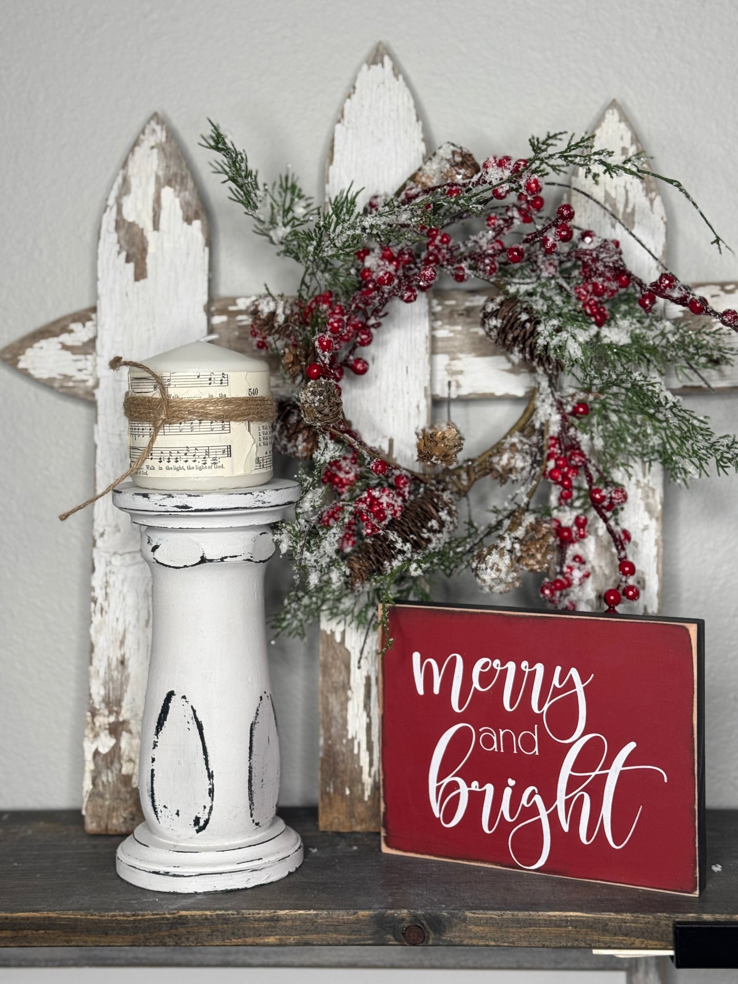 COFFEE GETS ME STARTED JESUS KEEPS ME GOING/MERRY AND BRIGHT -DOUBLE SIDED WOOD SIGN
