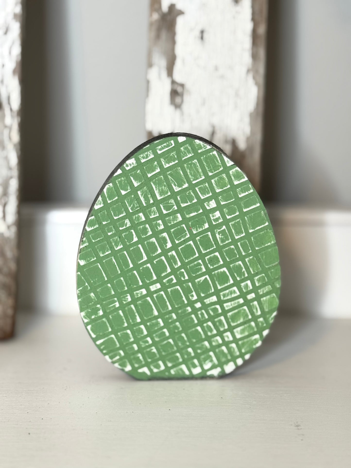 Hand-Painted Wooden Standing Easter Eggs – Unique Spring Decor, Tiered Tray & Easter Basket Filler