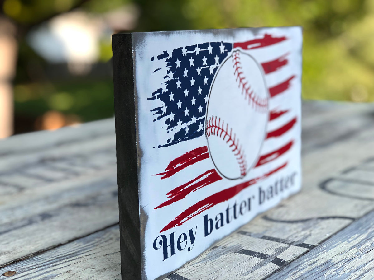 Batters Sign HEY BATTER BATTER WOOD SIGN – The Farmers Daughters and Co