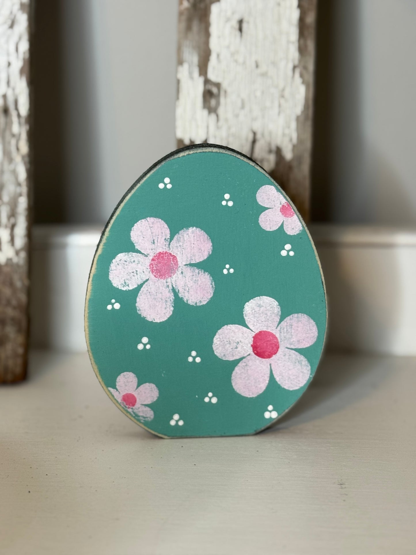 Hand-Painted Wooden Standing Easter Eggs – Unique Spring Decor, Tiered Tray & Easter Basket Filler