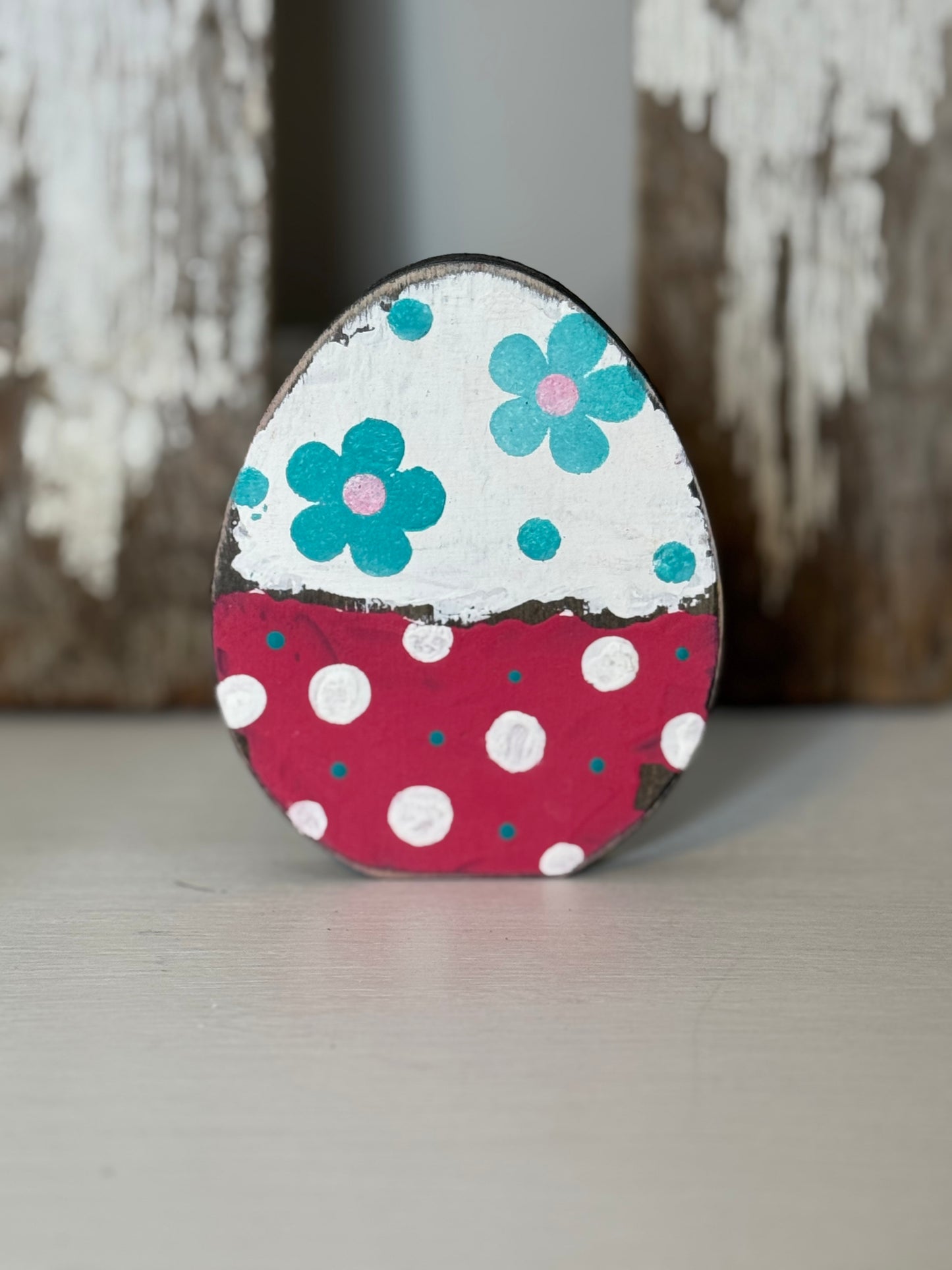 Hand-Painted Wooden Standing Easter Eggs – Unique Spring Decor, Tiered Tray & Easter Basket Filler