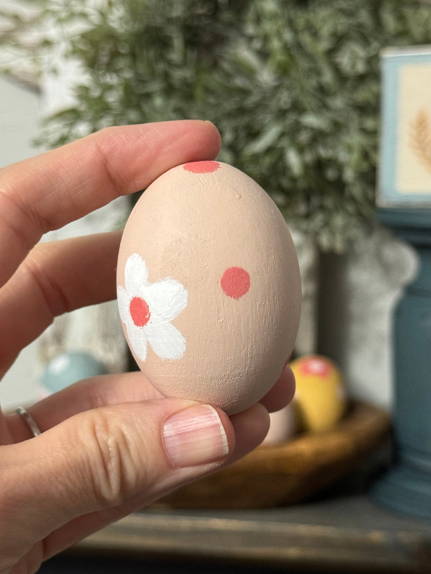 Hand-Painted Wooden Easter Eggs – Unique Spring Decor, Tiered Tray & Easter Basket Filler