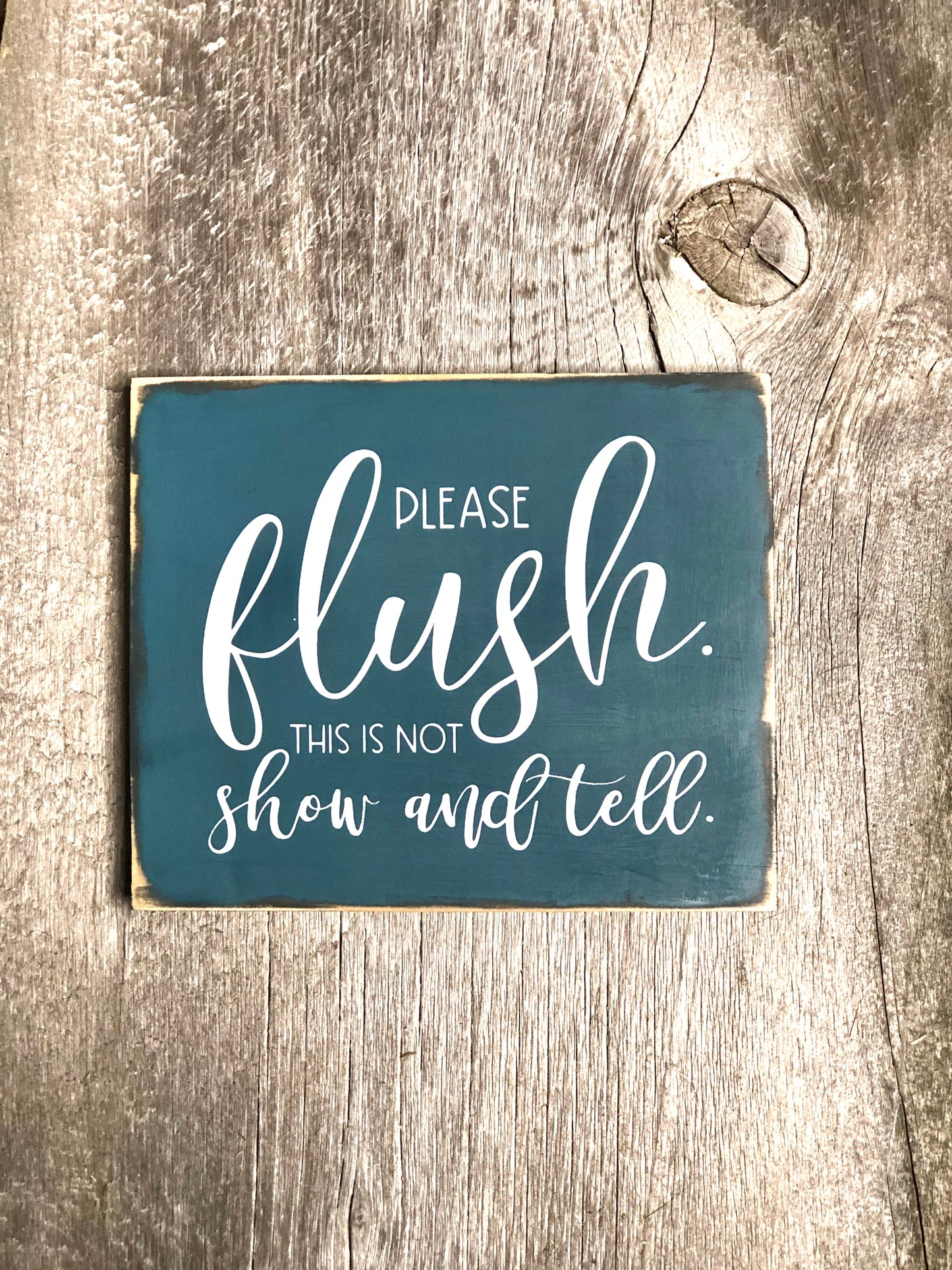 PLEASE FLUSH THIS IS NOT SHOW AND TELL WOOD SIGN