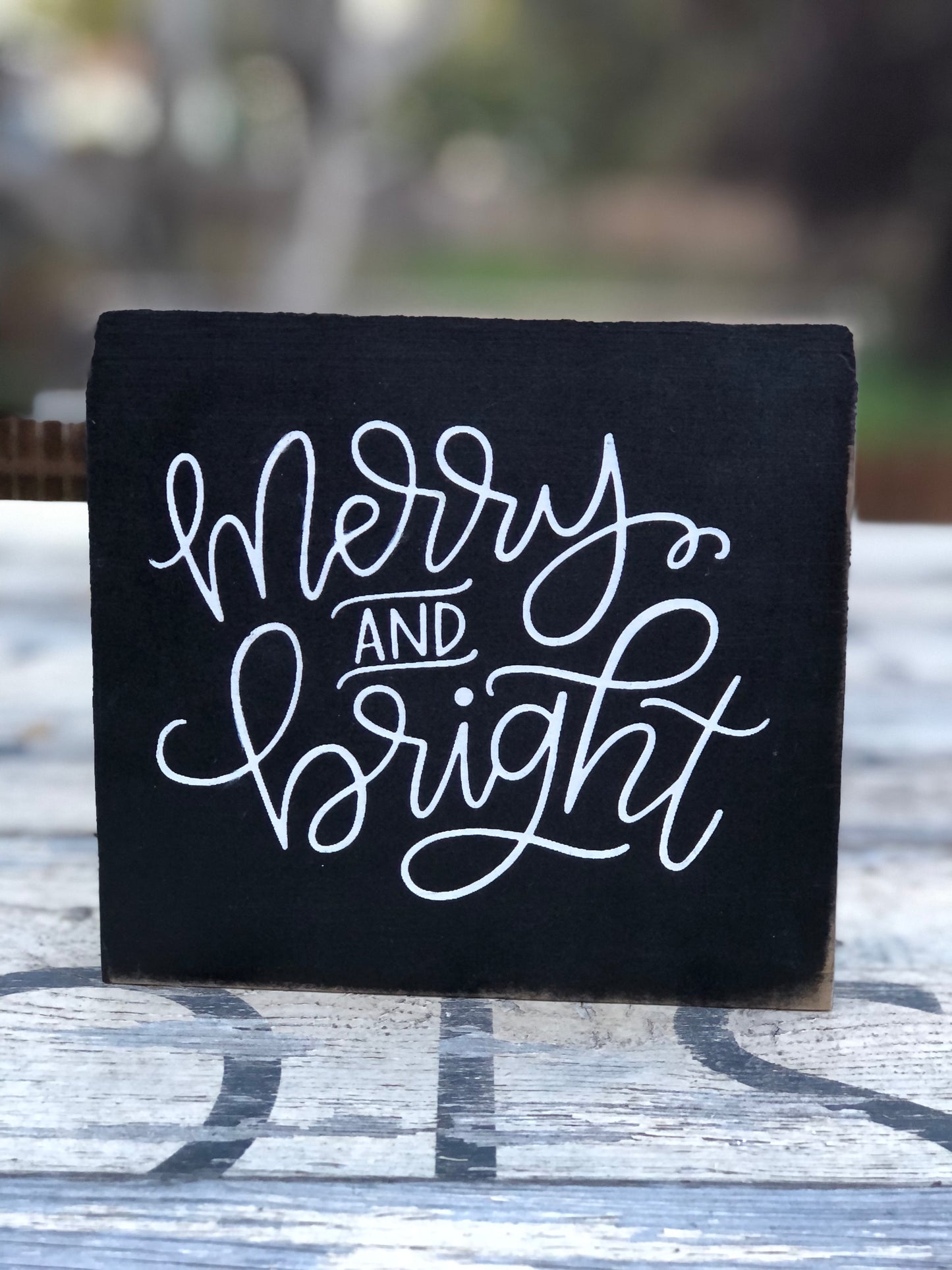 MERRY AND BRIGHT/ HOME SWEET HOME  - DOUBLE SIDED- WOOD SIGN