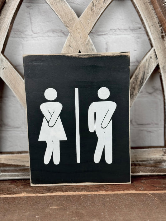 POTTY DANCE MAN/WOMAN FUNNY BATHROOM- WOOD SIGN
