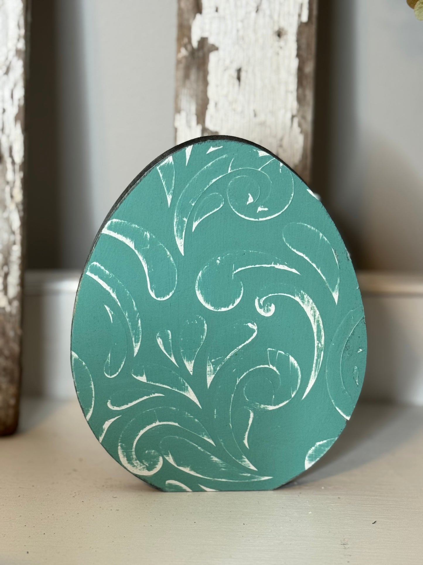 Hand-Painted Wooden Standing Easter Eggs – Unique Spring Decor, Tiered Tray & Easter Basket Filler