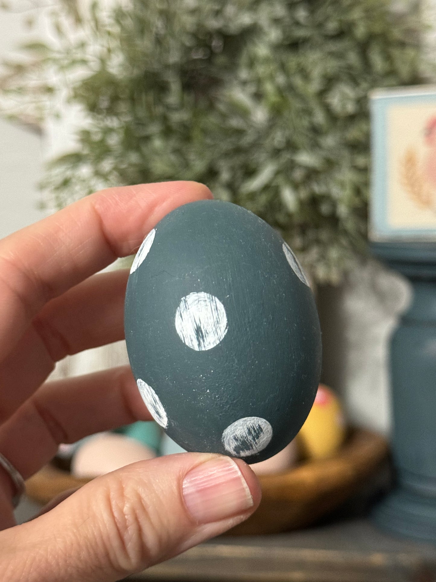 Hand-Painted Wooden Easter Eggs – Unique Spring Decor, Tiered Tray & Easter Basket Filler