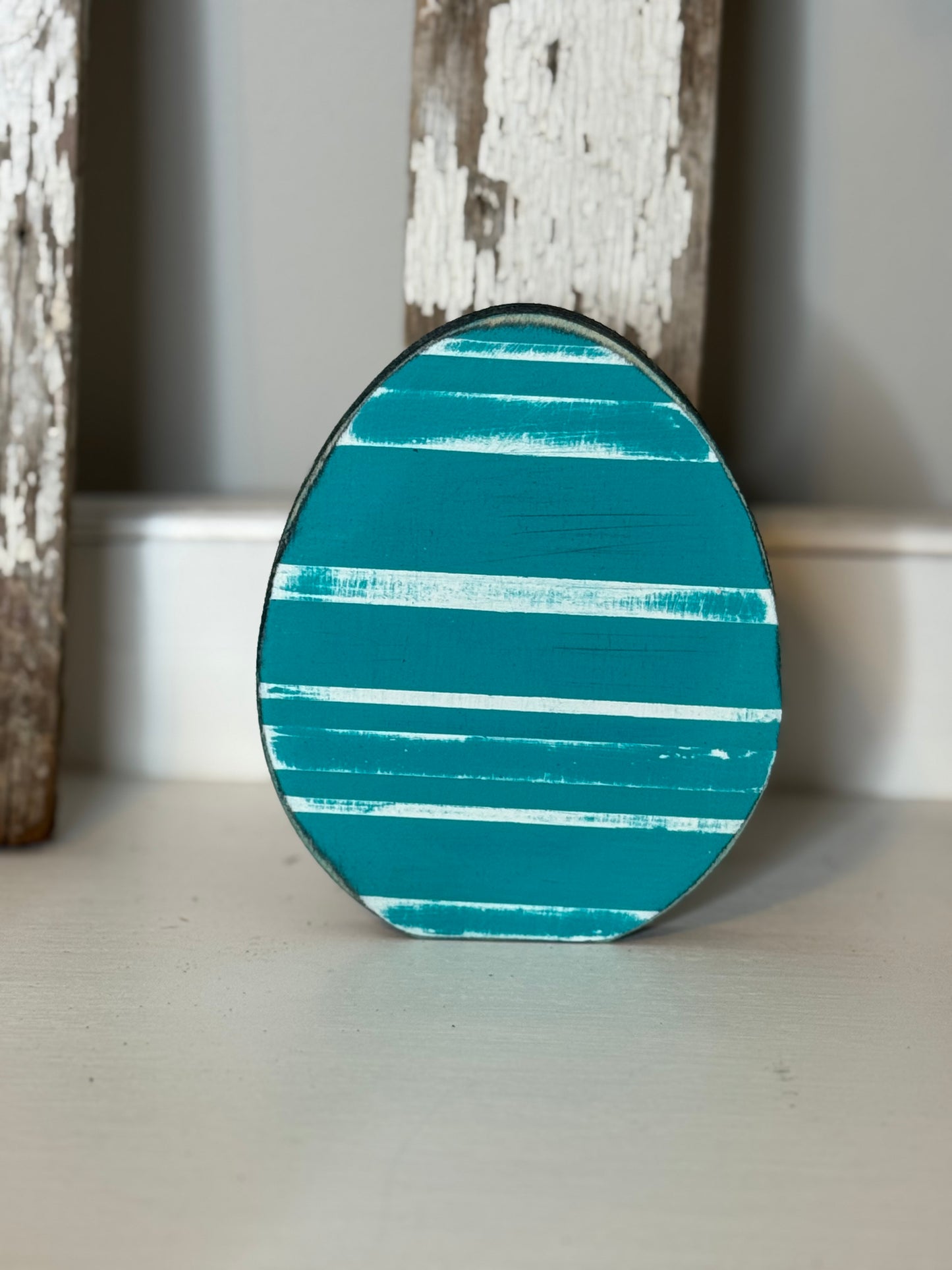 Hand-Painted Wooden Standing Easter Eggs – Unique Spring Decor, Tiered Tray & Easter Basket Filler