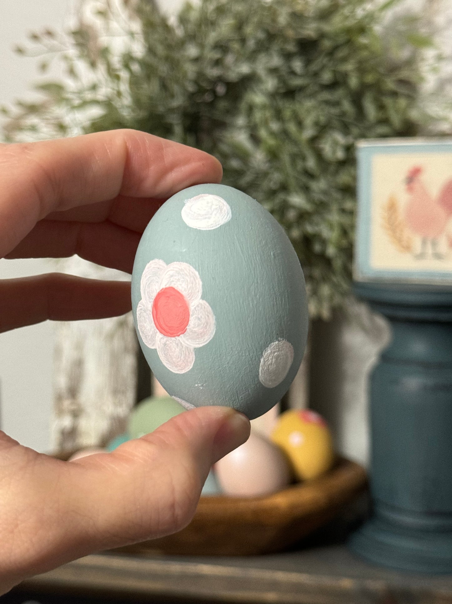 Hand-Painted Wooden Easter Eggs – Unique Spring Decor, Tiered Tray & Easter Basket Filler