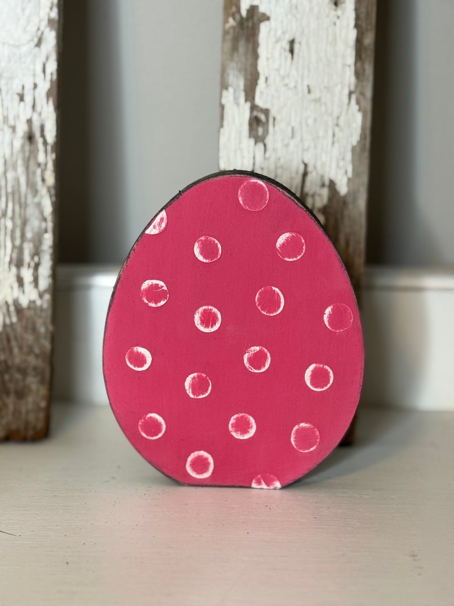 Hand-Painted Wooden Standing Easter Eggs – Unique Spring Decor, Tiered Tray & Easter Basket Filler