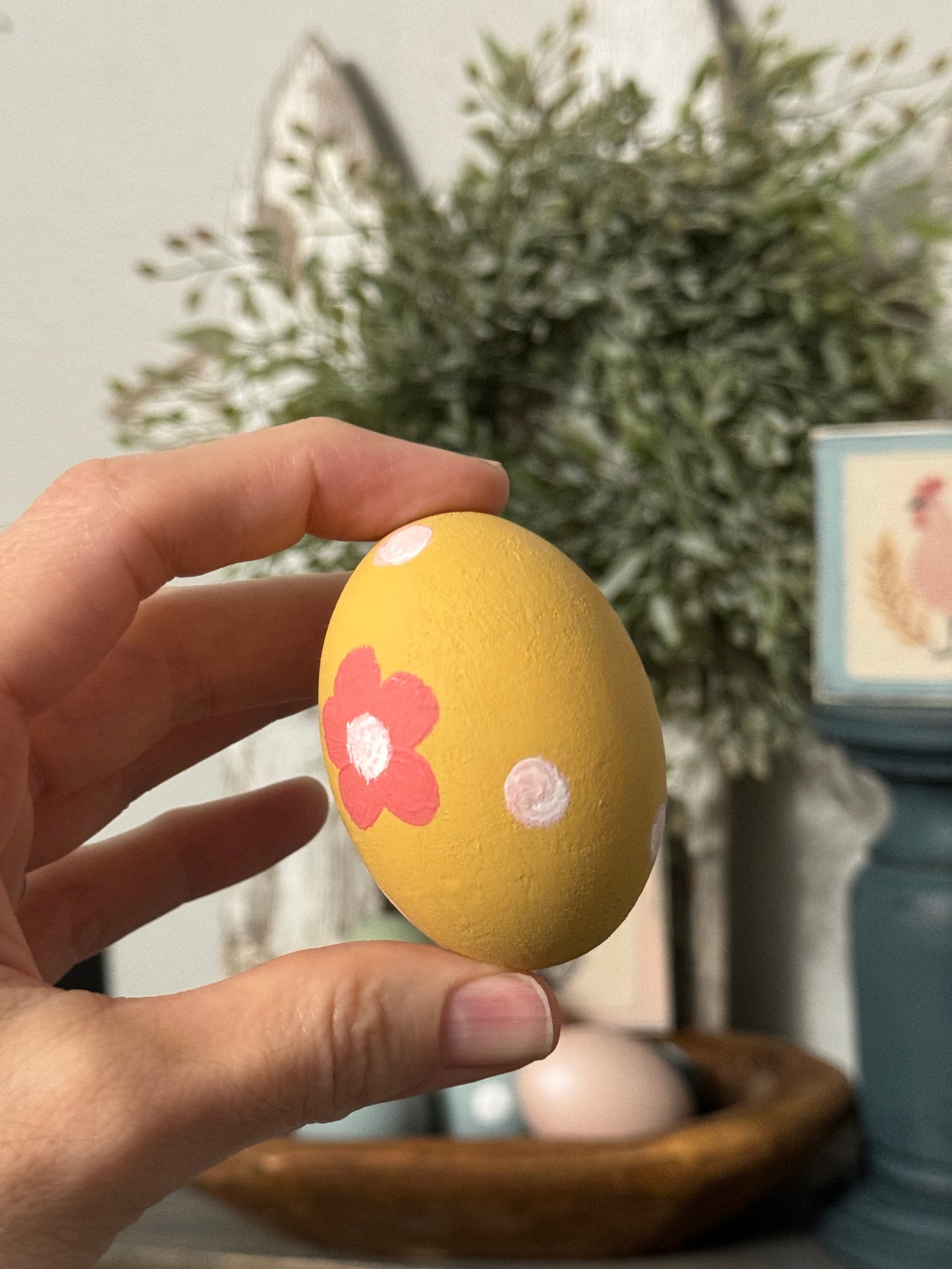 Hand-Painted Wooden Easter Eggs – Unique Spring Decor, Tiered Tray & Easter Basket Filler